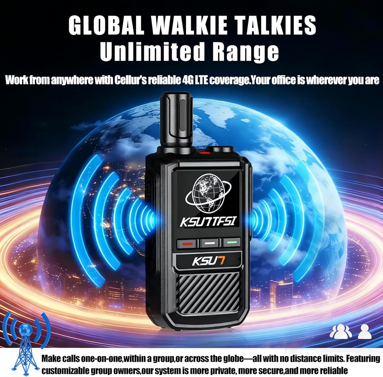 Rapid Lifetime Free Global Walkie Talkies Unlimited Range Nationwide PTT 4G LTE PoC Long Range Two Way Radios 5000 Miles Long Distance with Flashlight for Family,Outdoor,Logistics (2 Pack with SIM)