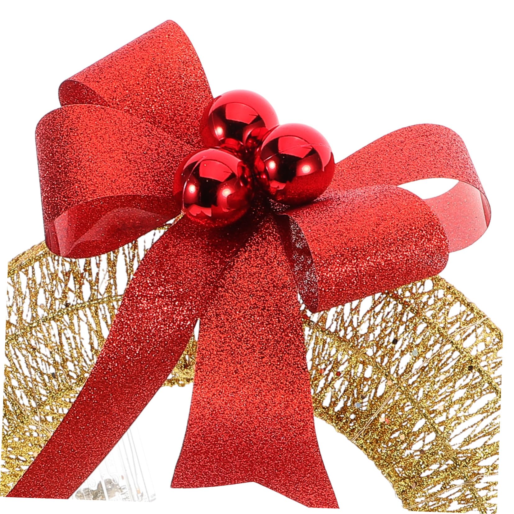 Guirnalda Navidad LED con Lazo Dorado Decorativa para Puerta Exterior Interior Adorno Invierno para Fiesta y Escenario