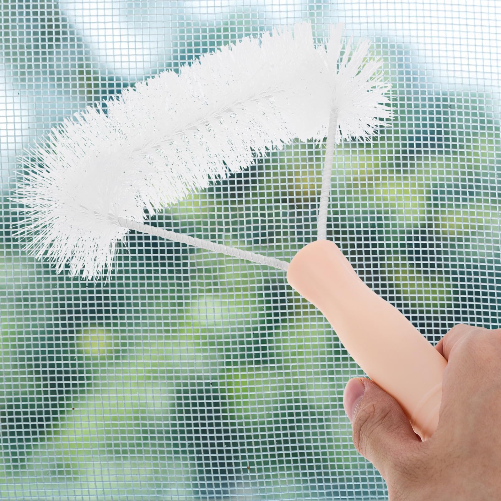 HEALLILY Spazzola e Pulitore per Finestre in Plastico per Pulire Zanzariere 2 Setole Dense per Pulizia di Aree Difficili per Domestico