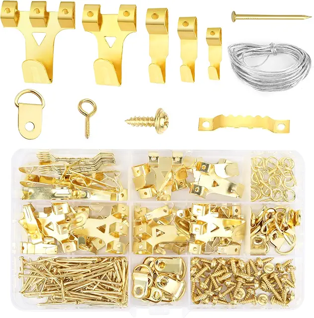 Kit de 250 Crochets Mural Métal pour Cadres Photos et Tableaux Lourds