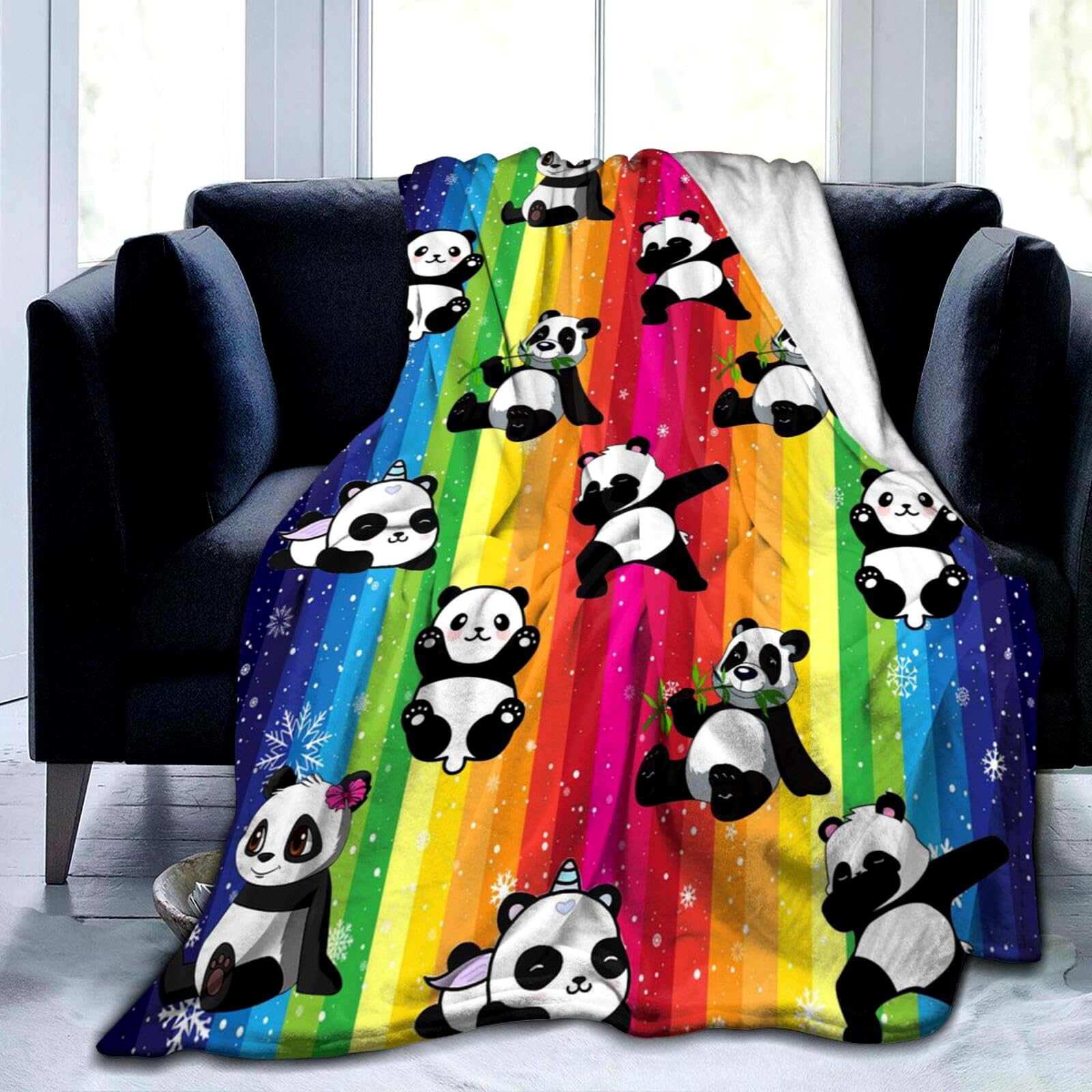 Unzovzs Women's Panda 1 Cute Panda Blanket, Panda Lover Gifts For Men Kids Girls Boys, Pandas Throw Blanket For Bedroom Living Rooms Sofa Couch 50"X40"