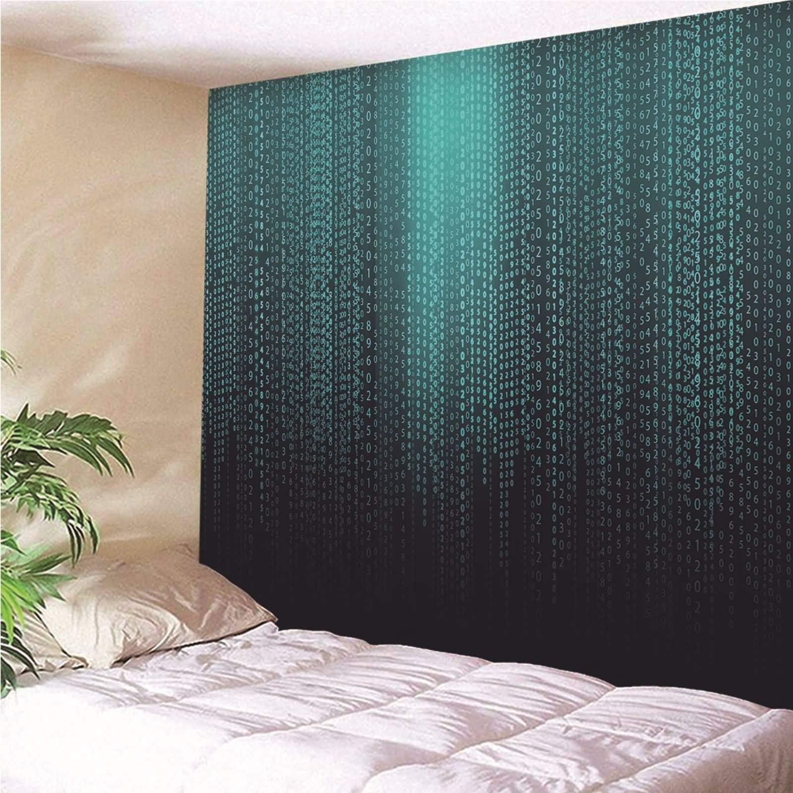 Homxi Dywan ścienny, dekoracja pokoju, 350 x 256 cm, dekoracja ścienna do pokoju dziecięcego, poliester, cyfrowy wzór, dekoracja ścienna, czarno-zielony