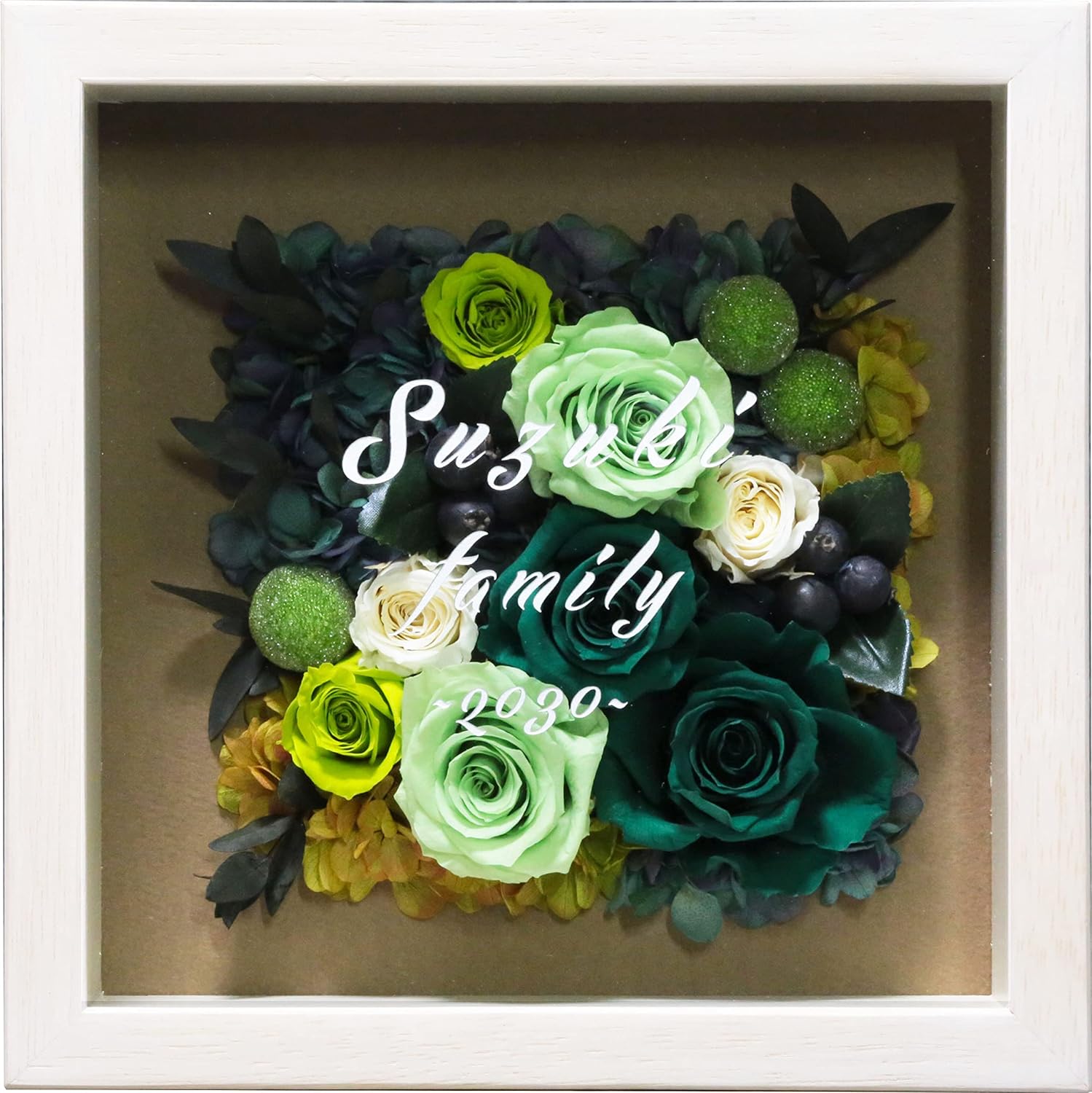 プリザーブドフラワー ＊ガラスケース対 輪菊 蓮&タッセル ＊ 仏花