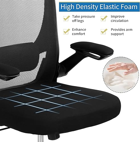 Miniatura 4 de BLKMTY Silla ergonómica de oficina para el hogar, silla giratoria de malla transpirable, silla de escritorio con soporte lumbar, silla de
