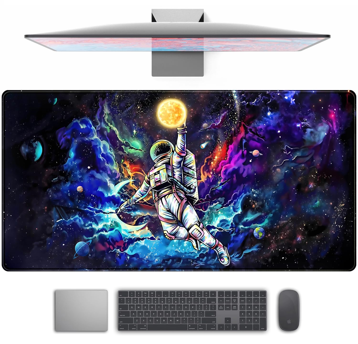Astronaut Desk Space Mouse Pad for Boys - Galaxy Gaming Mouse Pad, 31.5x15.7in, Stitched…