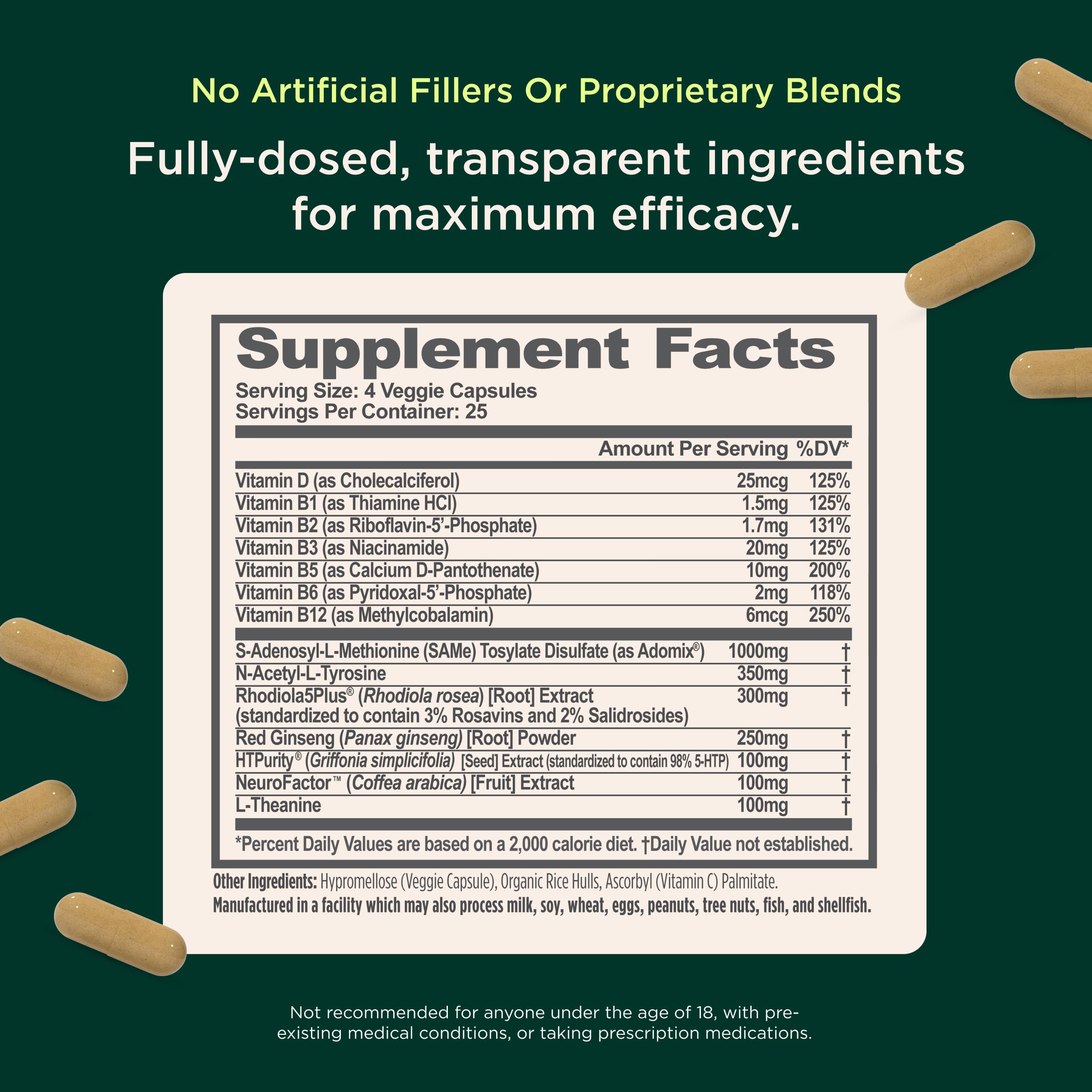 Genius Joy Nootropic Mood Supplement, 100 Veggie Pills — Amazon image 2