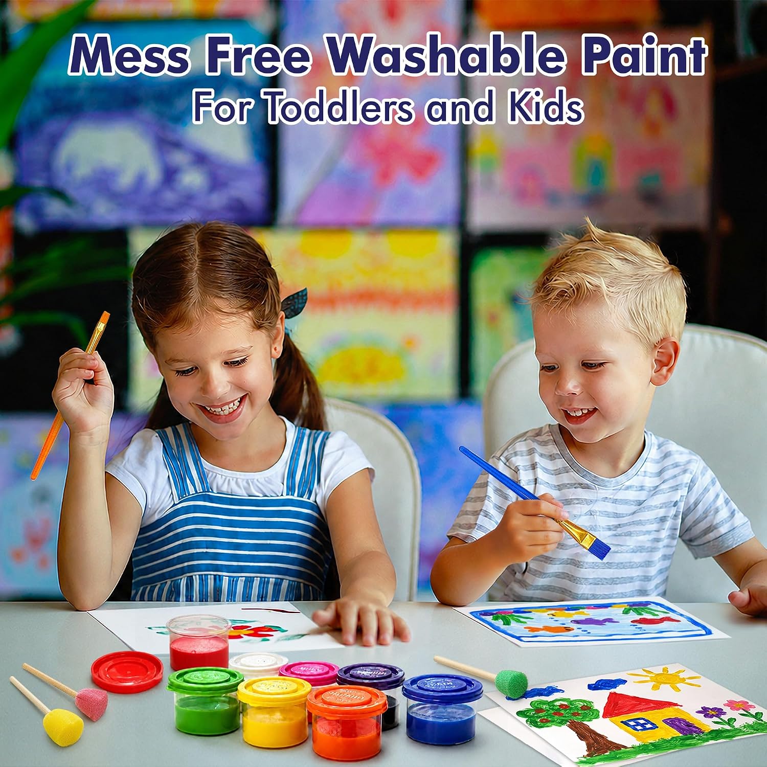 EXTRIC Spill Proof Paint 12 Washable Kids Painting Mess Free Toddler Art