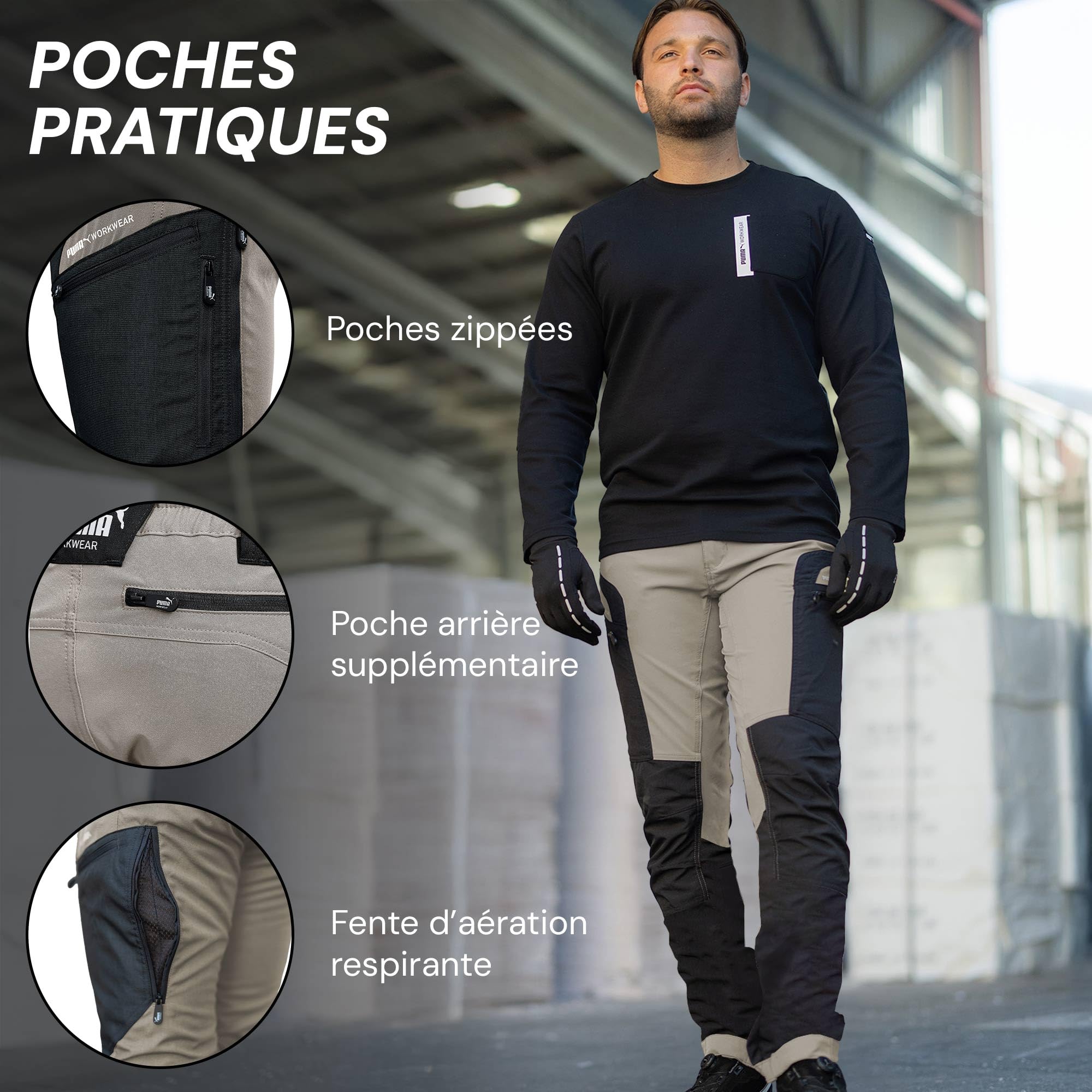 PUMA Workwear ProOne Adventure Pantalon de randonnée pour homme – Respirant et durable – Partiellement hydrofuge – Cargo Ripstop
