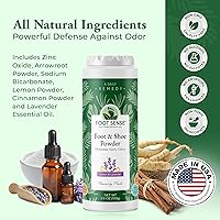 Vista 3 de FOOT SENSE Polvo natural para pies y zapatos, desodorante para pies, sin talco, eliminador de olores, desinfecta y desodoriza, de larga duración