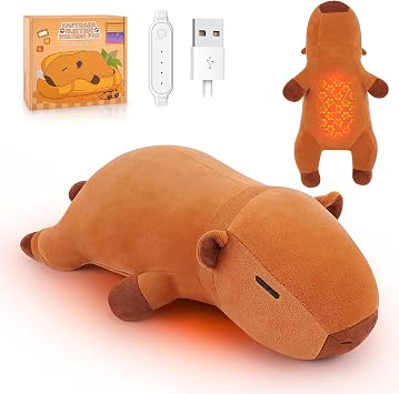 Capybara Heating Pad for Cramps & Menstrual Pain Relief,Cute Stuffed Animal Electric Heating Pad,USB Powered Heated Stuffed Animals,14Portable Plush for Neck/Back/Shoulder,Gift for Women Wife Girls