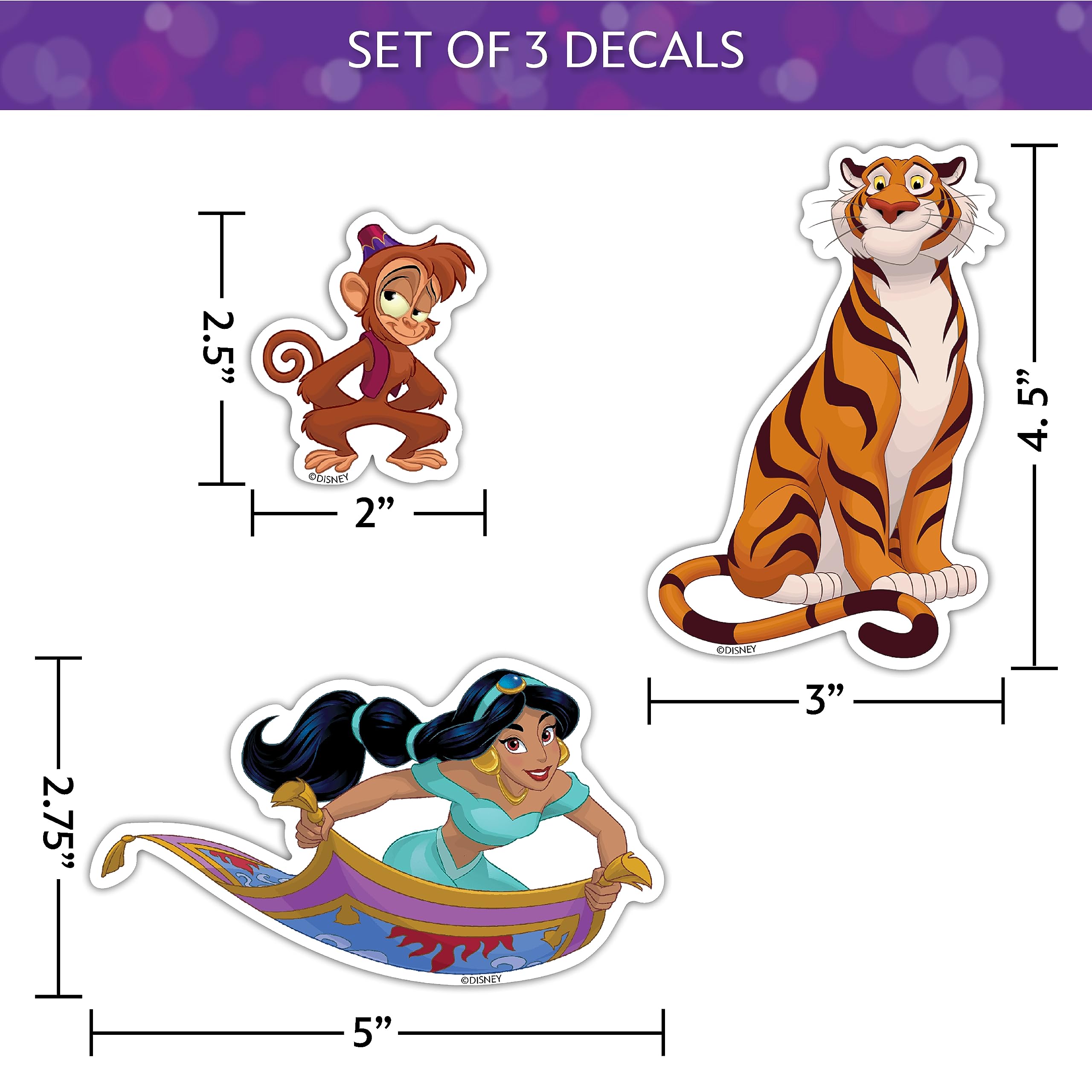 Amazon.com: Disney Princess Jasmine Decals - Set of 3 Vinyl