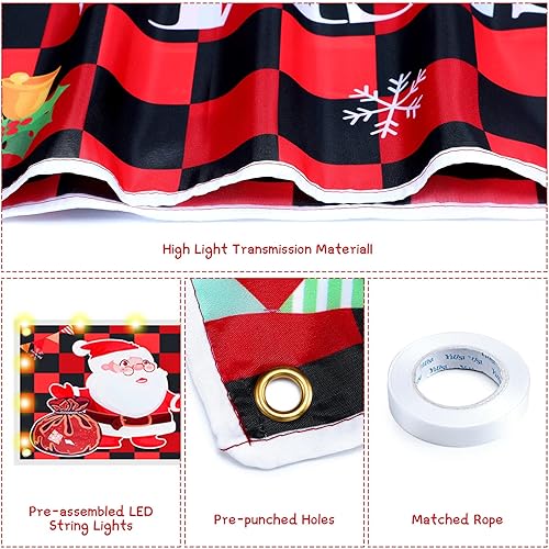 Miniatura 4 de Cartel de decoración de Navidad con luces LED, cartel de Feliz Navidad, cartel premontado, cartel de Feliz Navidad, cartel para colgar en la pared