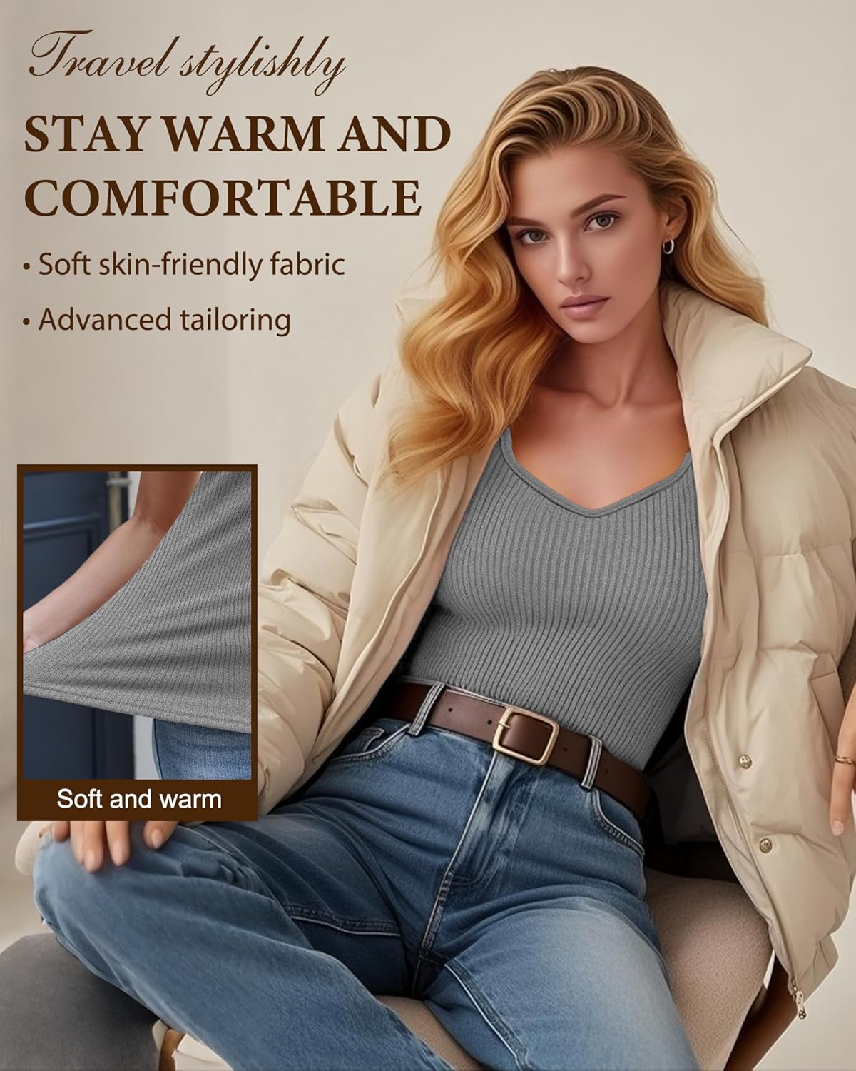 3 Pack Women's Thermal Tank Tops Sleeveless Cotton Underwear Top Sweetheart Neck Ribbed Undershirts Base Layer Vest - Image 5