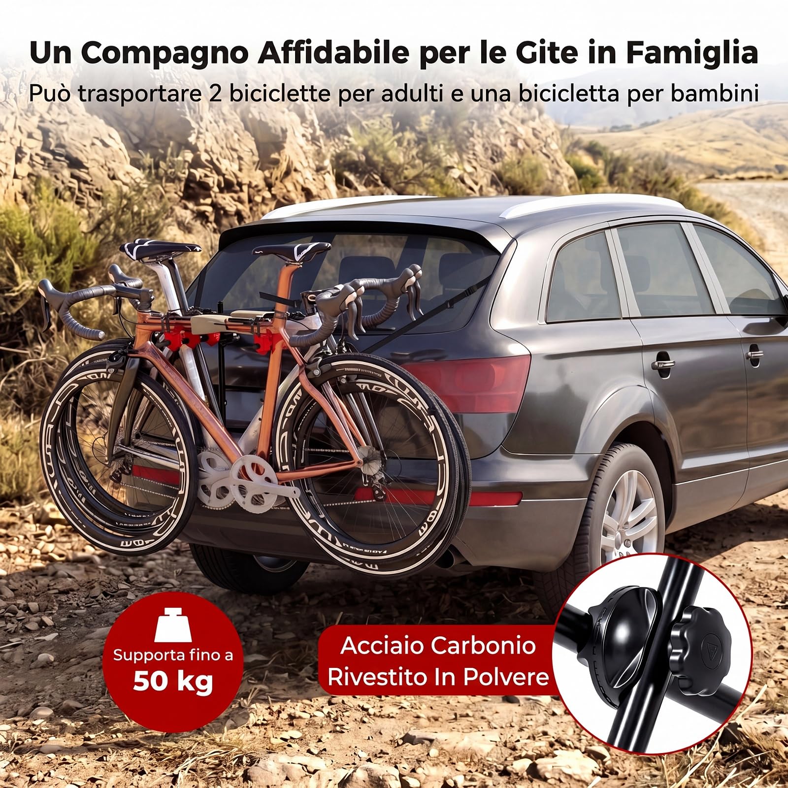 COSTWAY Portabici Posteriore Universale per Auto Pieghevole, Portata 50 kg