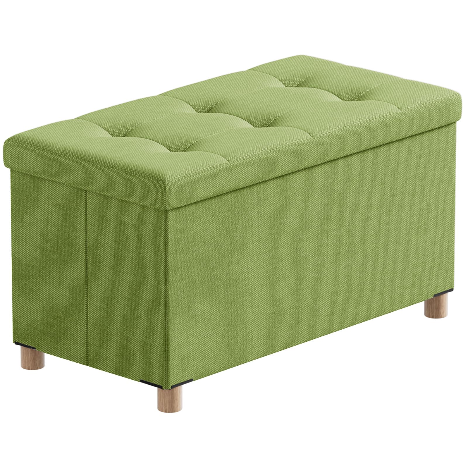 BRIAN &amp; DANY 30 Inches Folding Storage Ottoman Bench, Ottoman with Storage Bench for Bedroom, Living Room, Entryway, Foot Rest with Legs, Bright Green