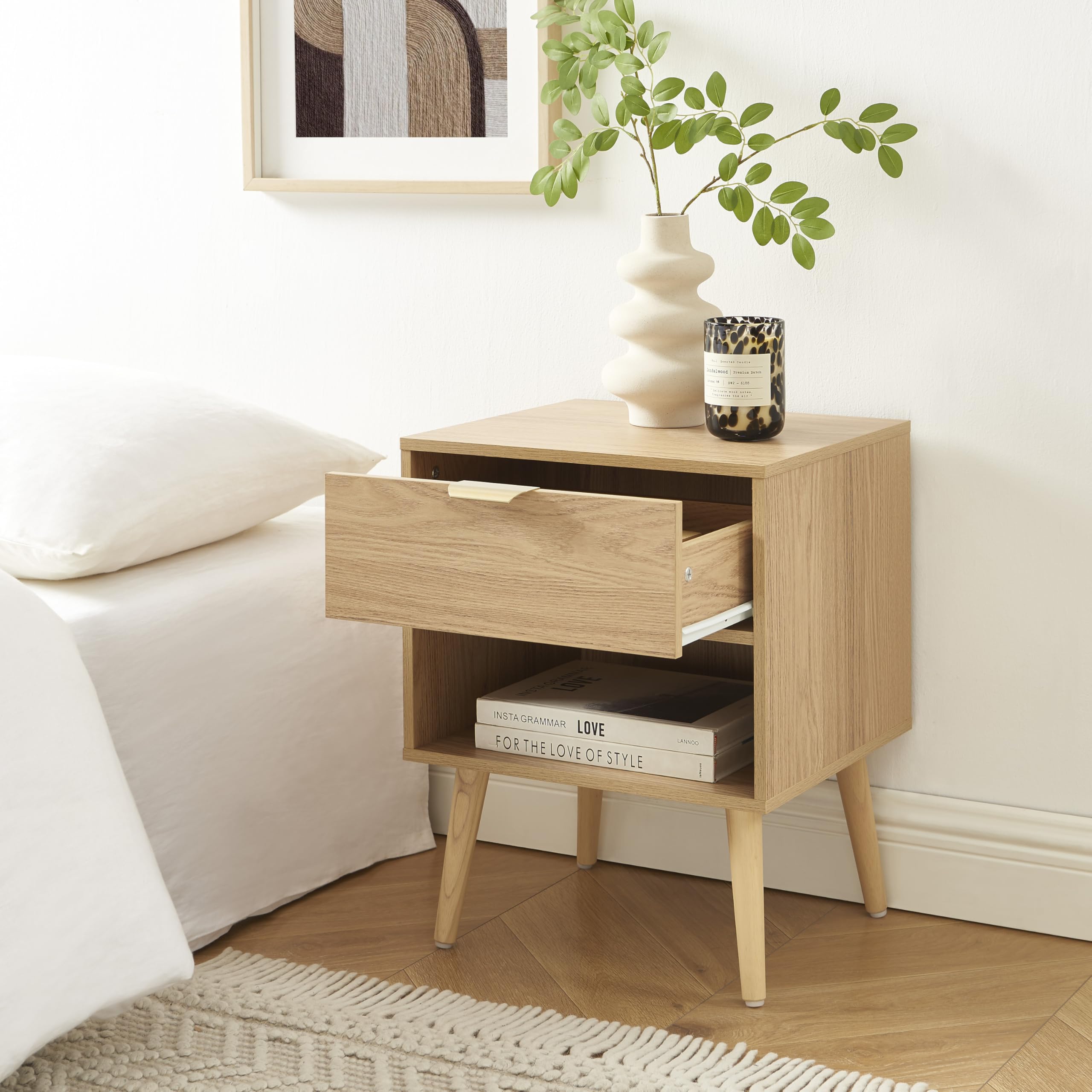 BAÏTA Lot de 2 Tables de Chevet Jeanne Effet chêne
