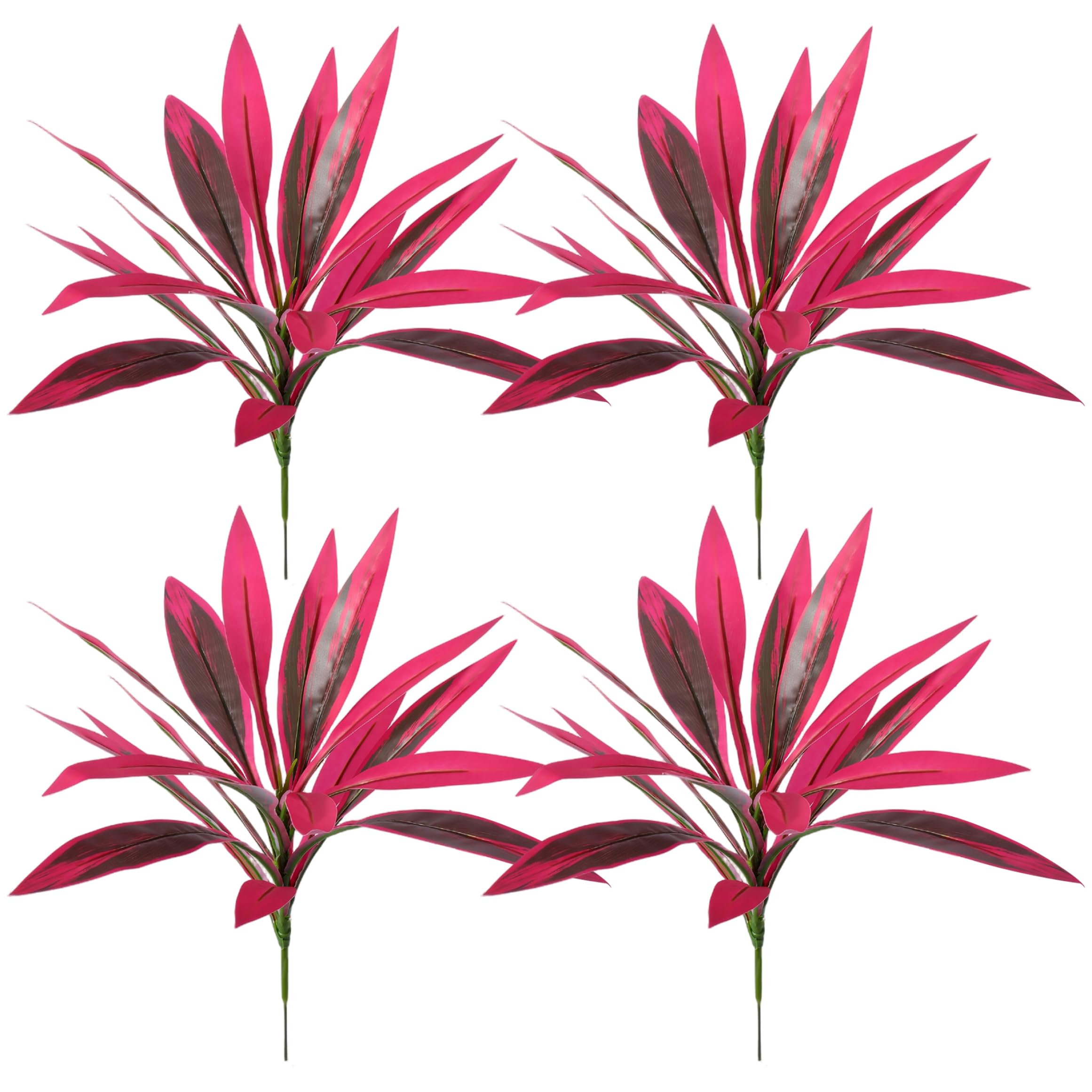 Yeaxxsqy Ferns Artificial Plants Outdoor, 4pcs: Artificial Fern & Dragon's Blood Tree Mix, Outdoor Plants with Red-purple Leaves, for Patio Garden Balcony Decor