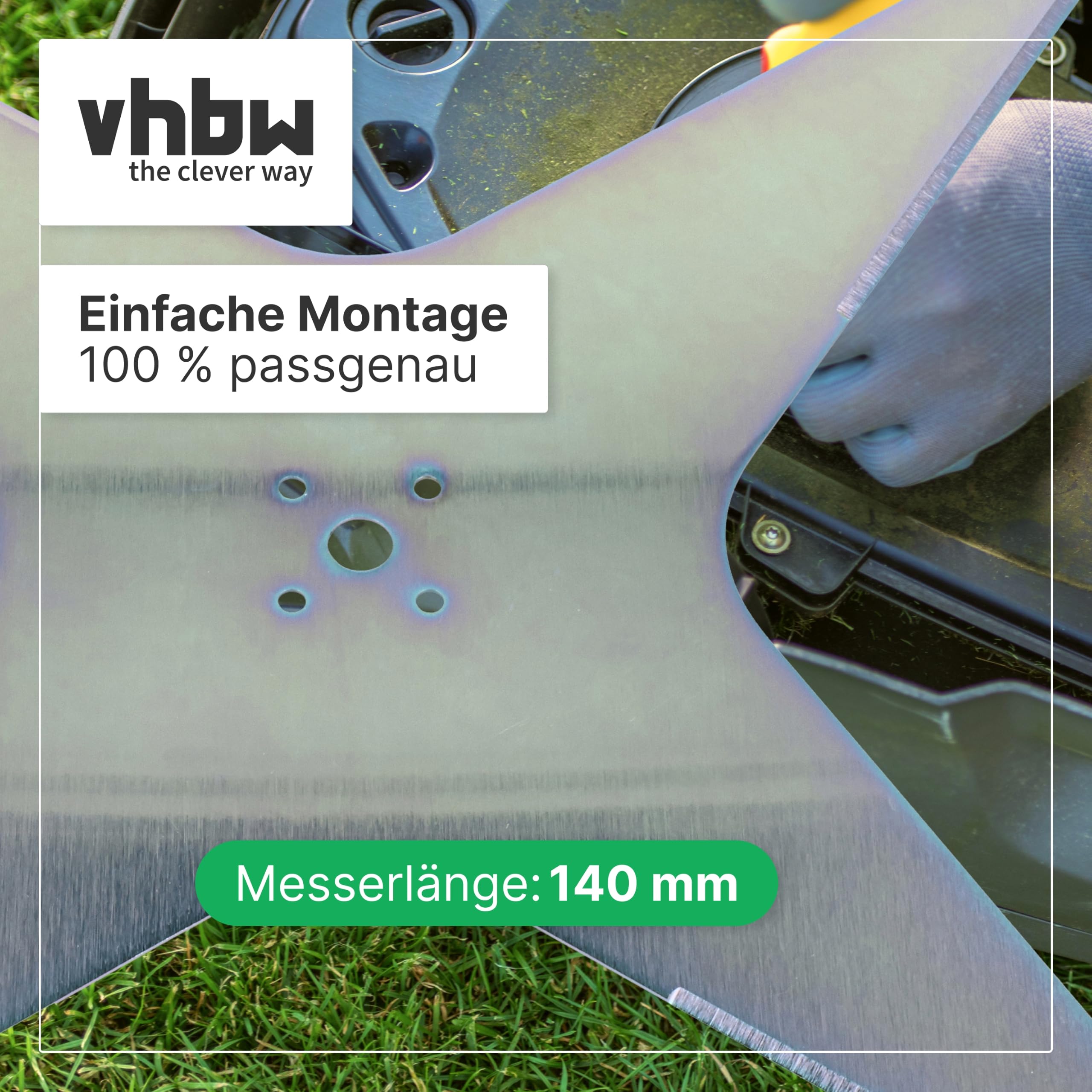 vhbw Ersatz-Messer (4-Stern) kompatibel mit Stiga Rasenmäher | Ersatzklinge Grau, Stahl