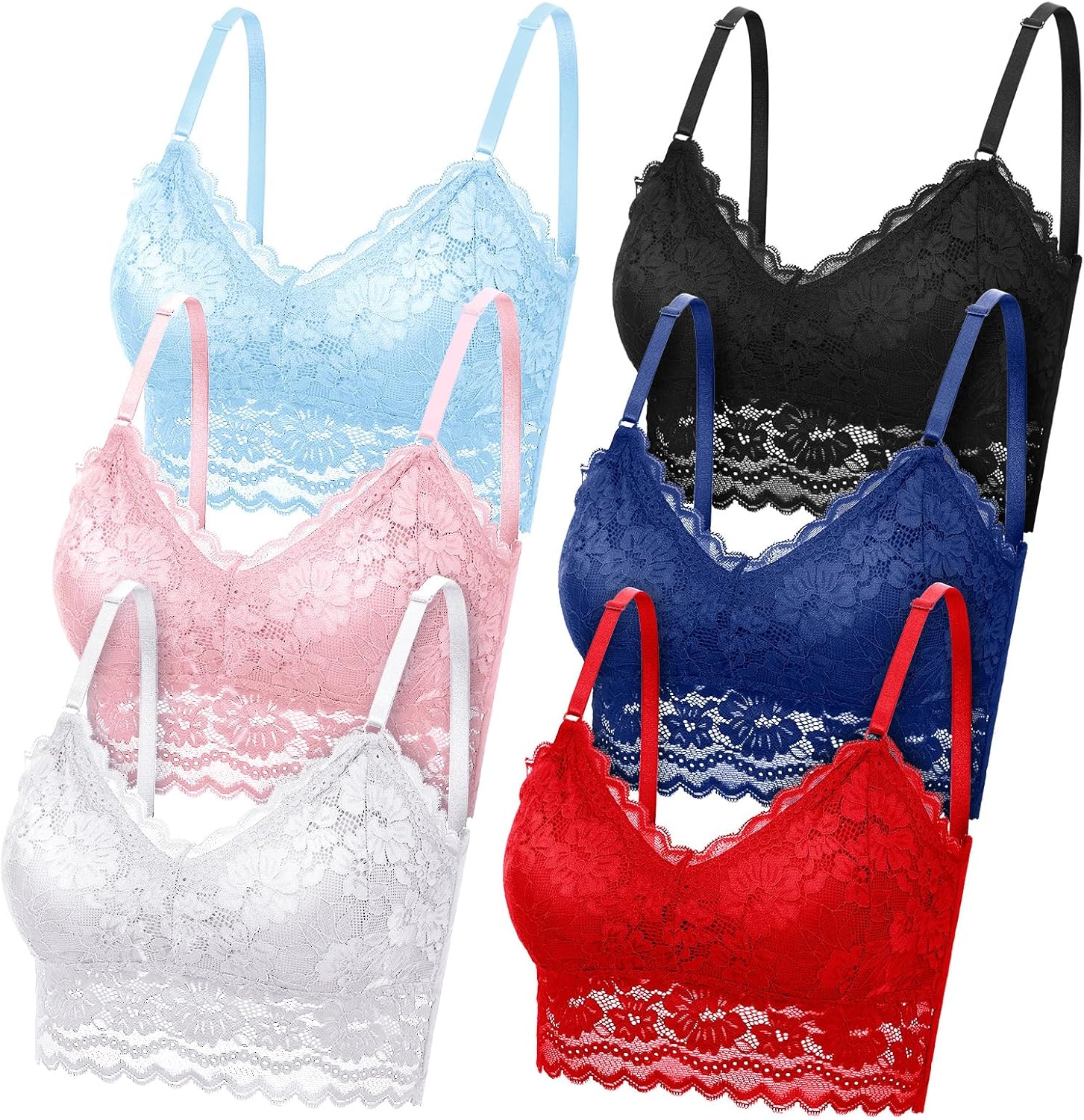 Geyoga Women's Lace Cami Top, Wireless Bralette Floral Non Padded Bandeau Bras with Straps