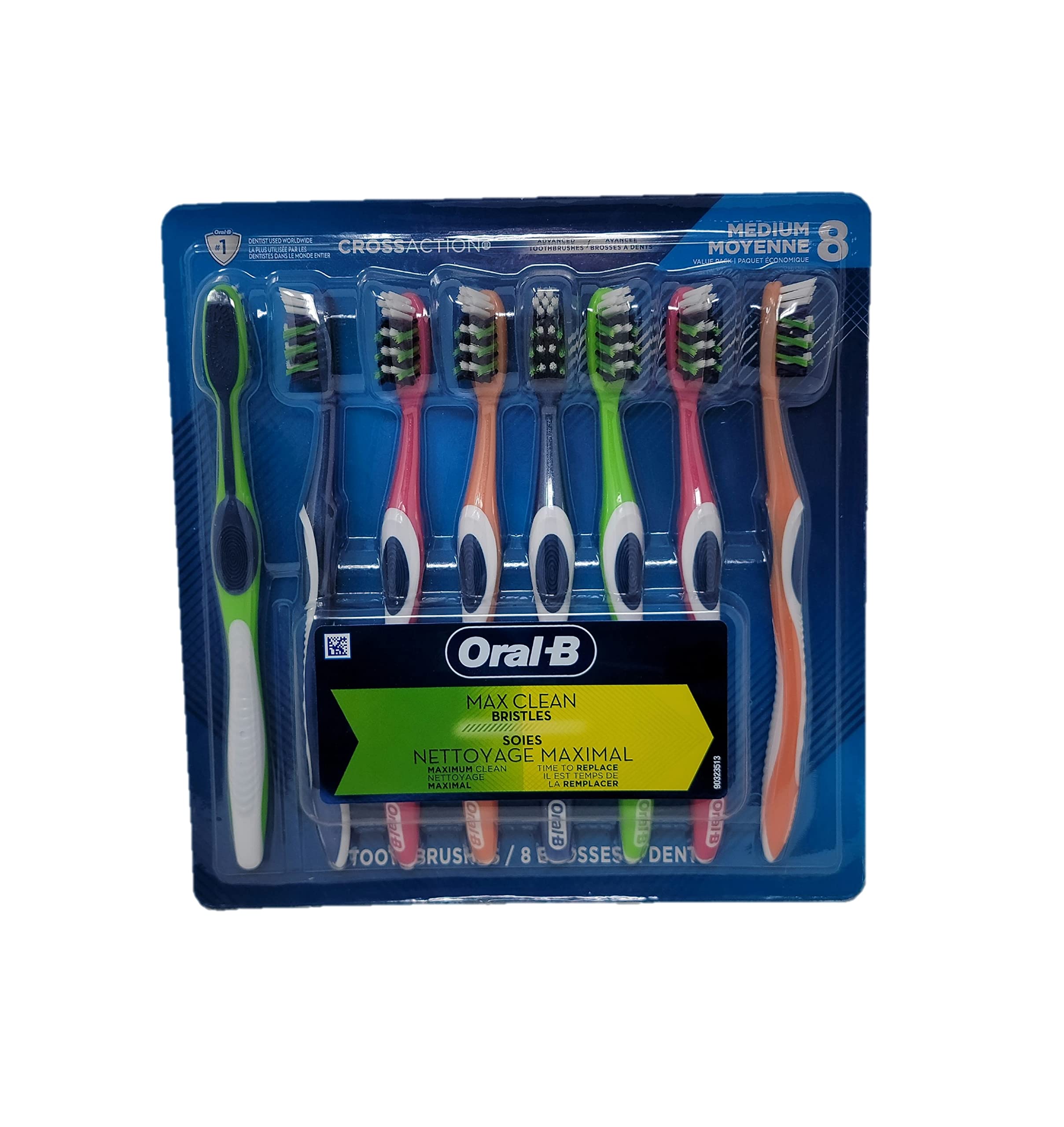 Oral-BMax Clean Advanced Toothbrush CrossAction Medium Pack of 8 | Value Pack