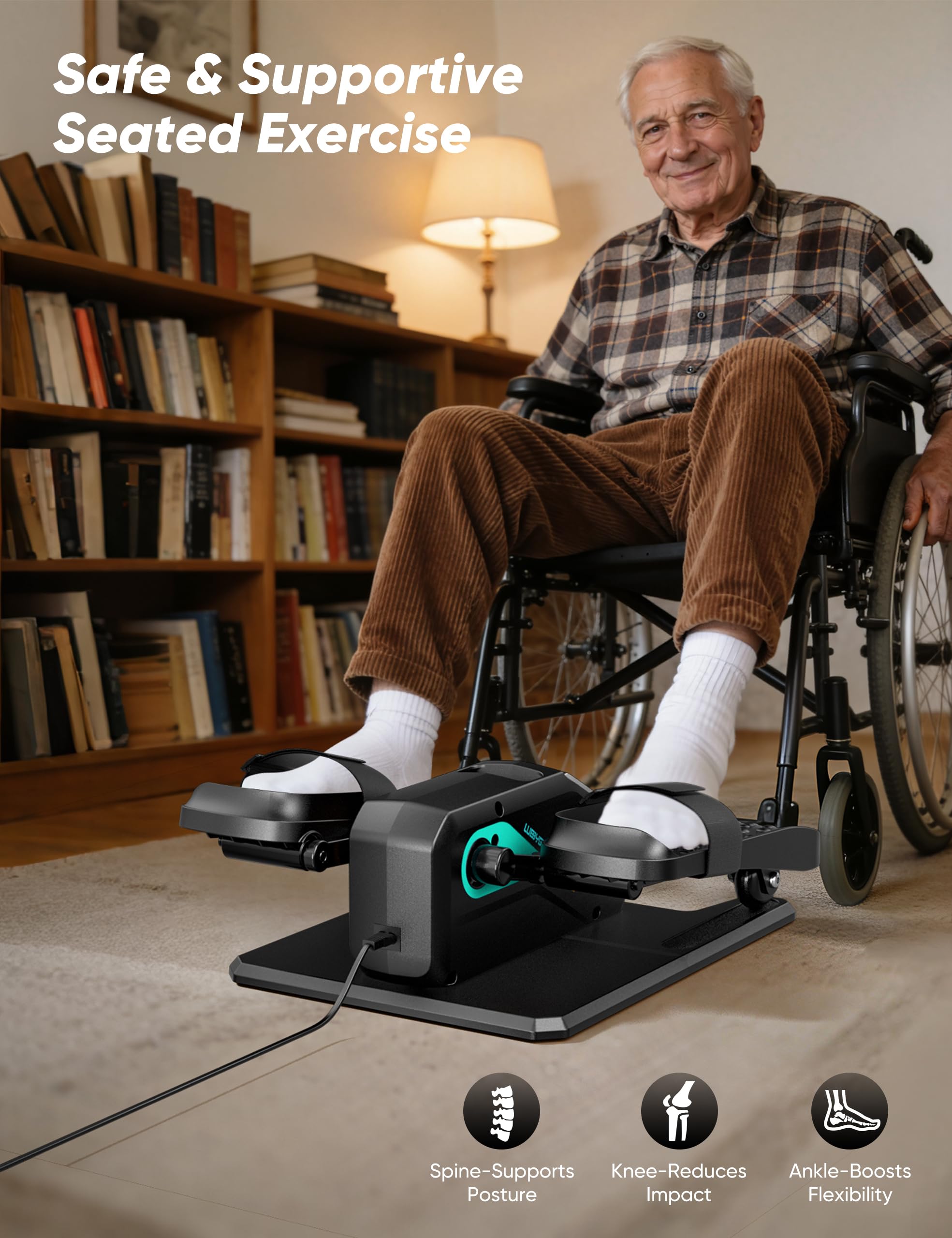 Under Desk Elliptical Machine Quiet Motorized Leg Exerciser with Smart Remote, 12-Speed Manual Programs Auto/3 Auto Programs LCD Display & Bidirectional Motion for Home/Office