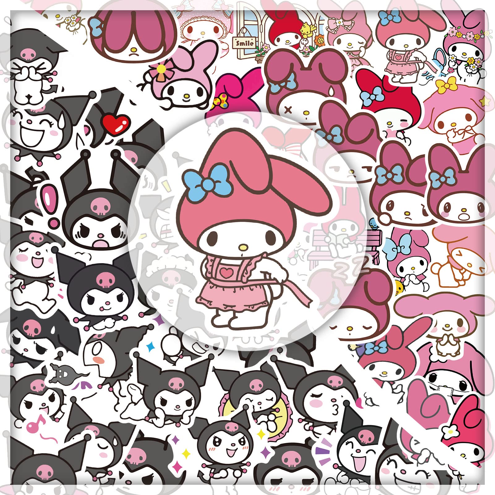 Buy Kawaii Kuromi My Melody Stickers for Water Bottles 100 Pcs,Vinyl