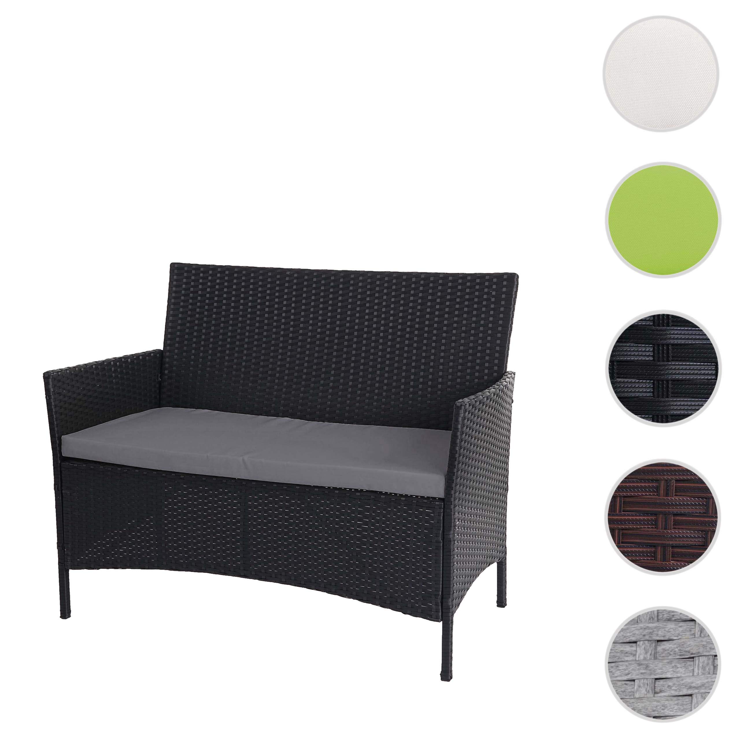 Mendler Poly-Rattan Gartenbank Halden-AM - anthrazit, Kissen anthrazit
