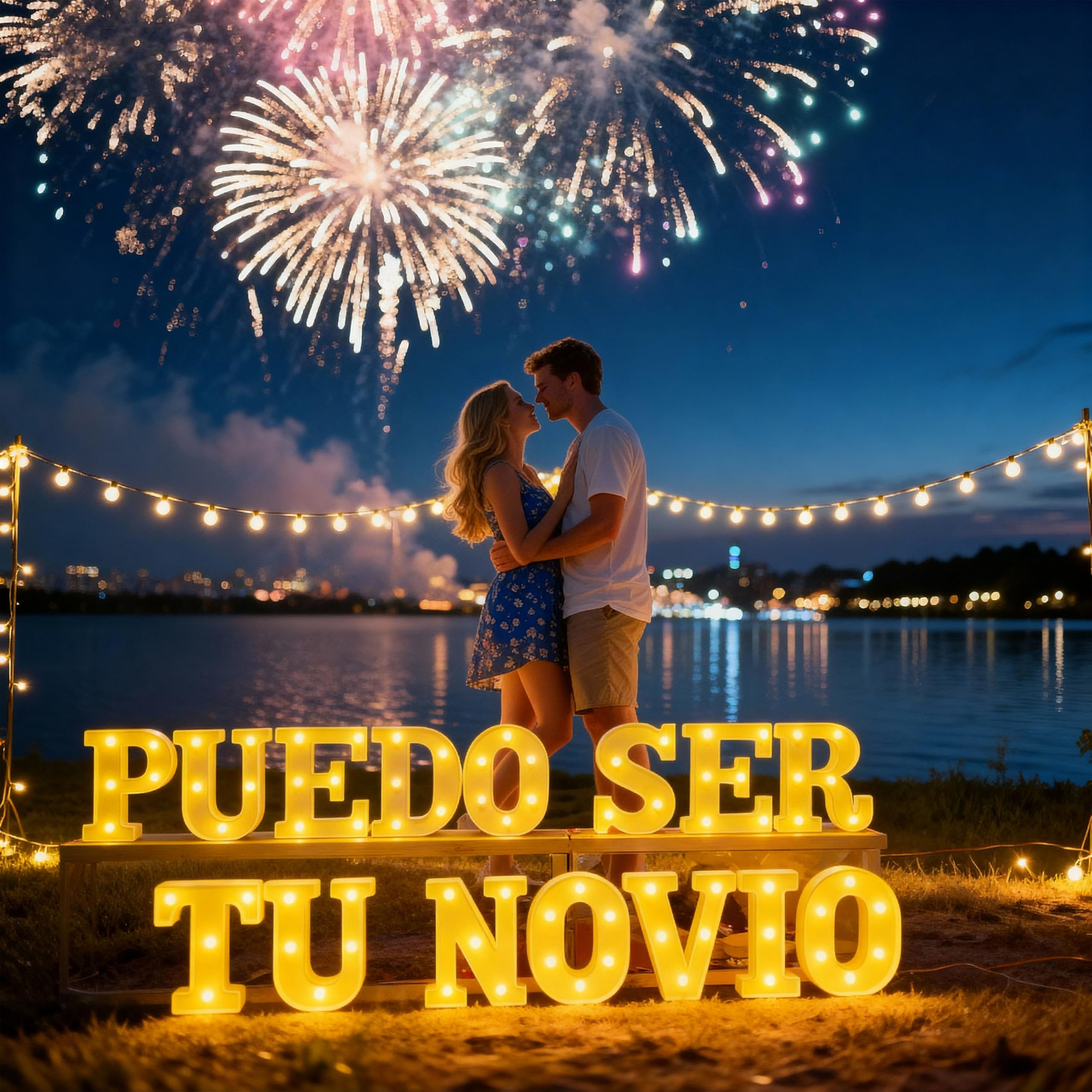 Puedo Ser Tu Novio - Juego de letras iluminadas que proponen decoraciones incluye 15 letras de luz LED y 1000 pétalos de rosa adornos para el día de San Valentín