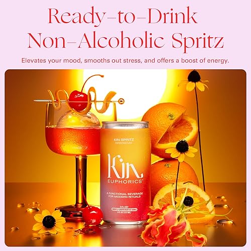 Miniatura 3 de Kin Spritz de Kin Euphorics, licores sin alcohol, listos para beber, adaptógeno, nootrópico, botánico, cítricos frescos, hibisco, cafeína, rodiola
