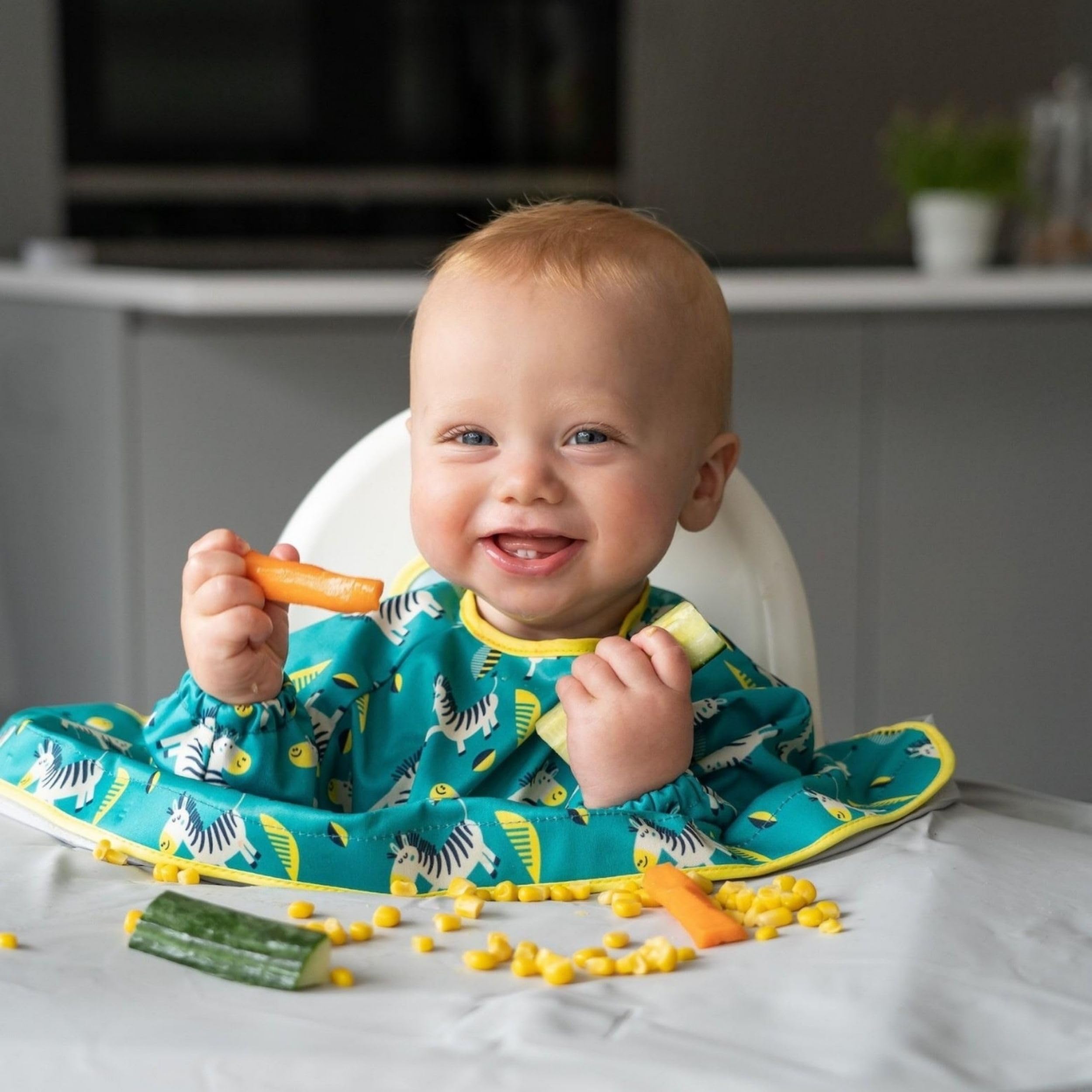 Tidy Tot Bavaglini per l'alimentazione del bambino con maniche Bavaglino a maniche lunghe Vestibilità regolabile Bavaglino per lo svezzamento (6m-2 anni) (confezione da 2)