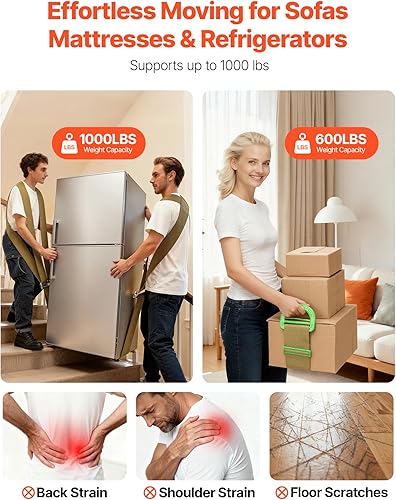 Miniatura 2 de VEVOR Correas móviles, sistema de elevación y movimiento para 2 personas con 2 correas de arnés, 1 correa de carga y 1 correa de mano, correas de