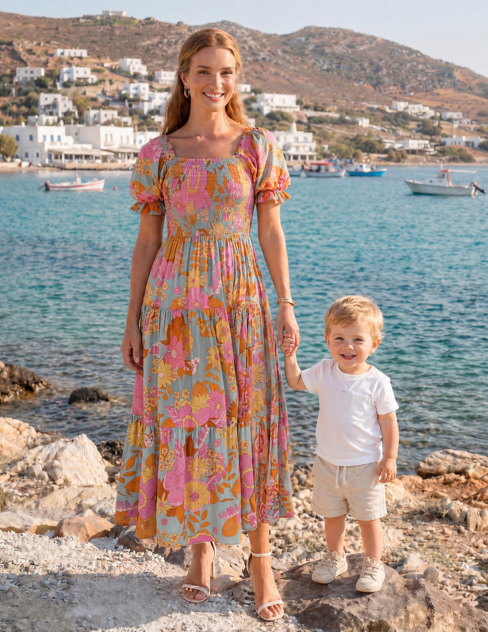 ZESICA Ruffle Swing Maxi Dress Casual Mujer
