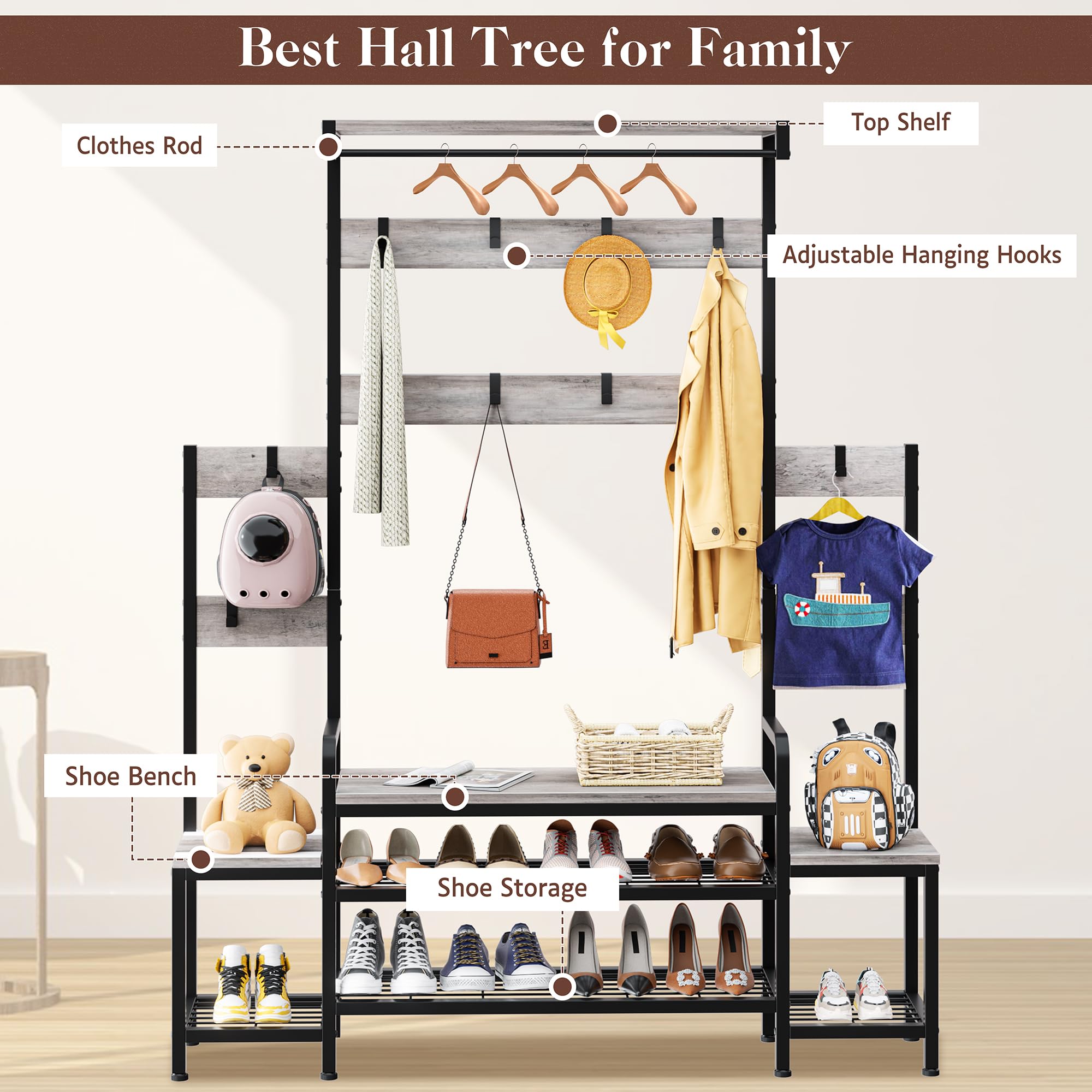 Coat Rack With Shoe Storage Wade Logan Bathilda Hall Tree With