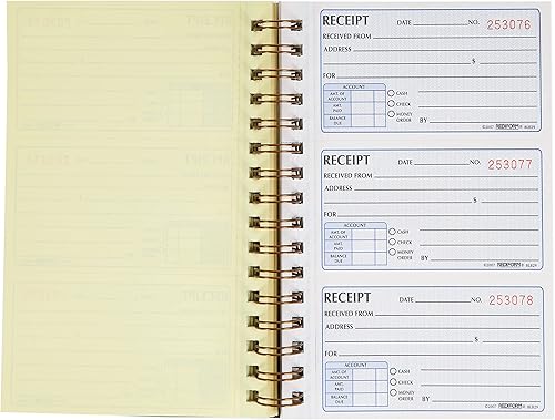 Miniatura 3 de Rediform Libro de recibos de dinero estándar dorado, 2.75 x 5 pulgadas, 225 duplicados numerados (8L829)
