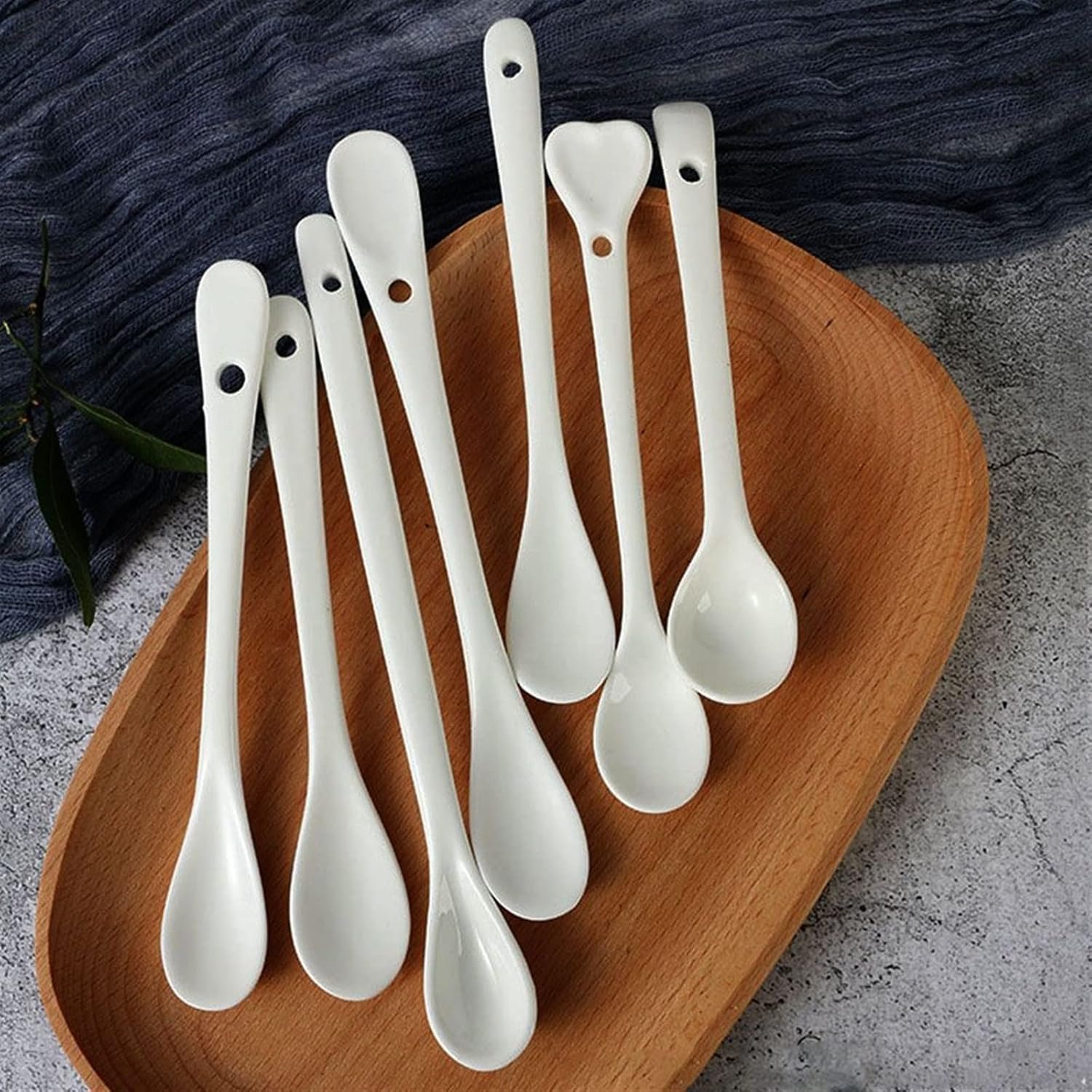 Coffee Scoops Porcelain Spoons Mini Kitchen Ceramic Tea Coffee Sugar Dessert Spoon Ice Cream Flatware Long Handle