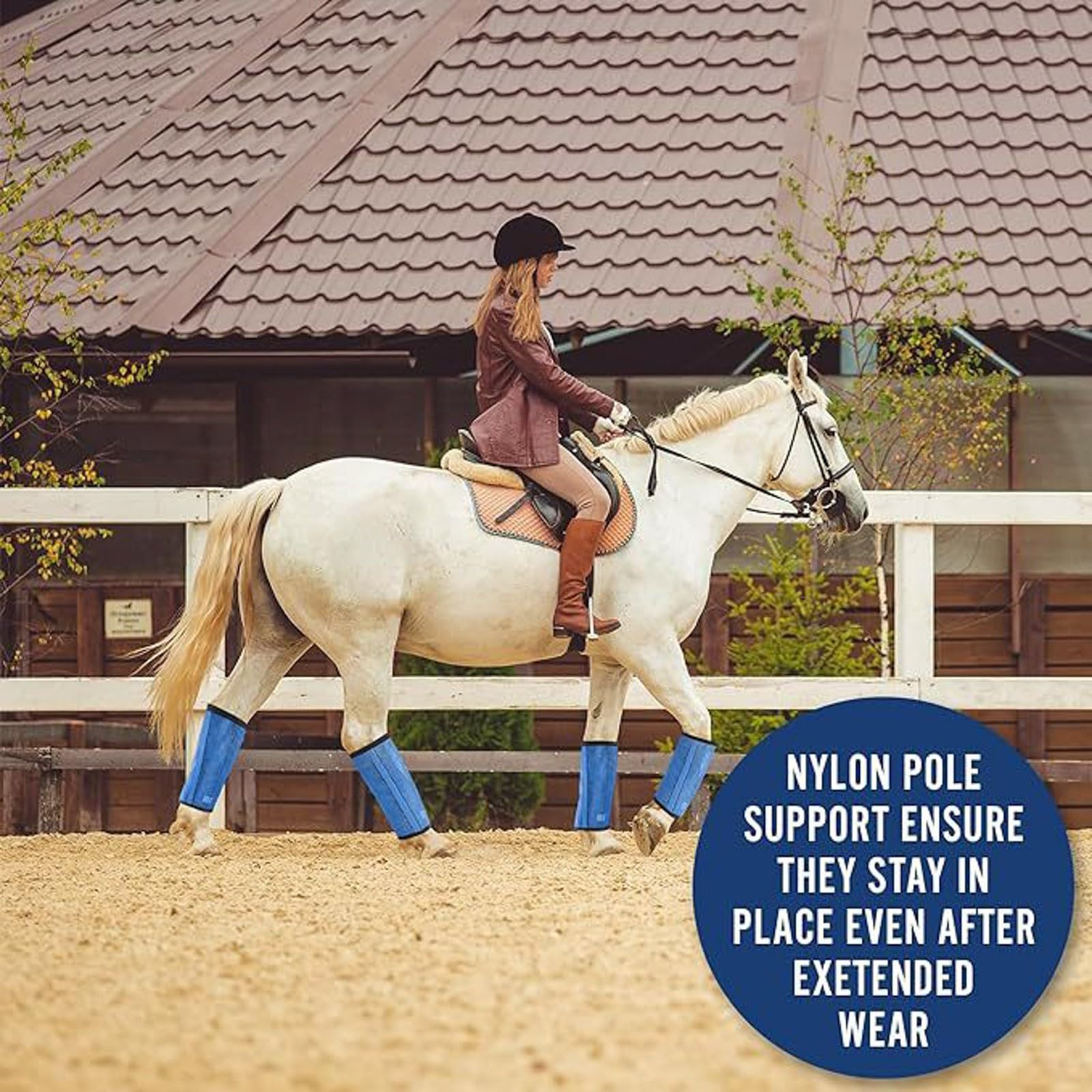 Pferde Bandagen Bein Wraps 4er-Set, Stabile Bandagen Pferde Reiter Bein Horse Leg Wraps Gear Einstellbar Pferde Beins Tiefel für Pferd Kuh Training Bohren (2B,47 * 47 * 37CM)