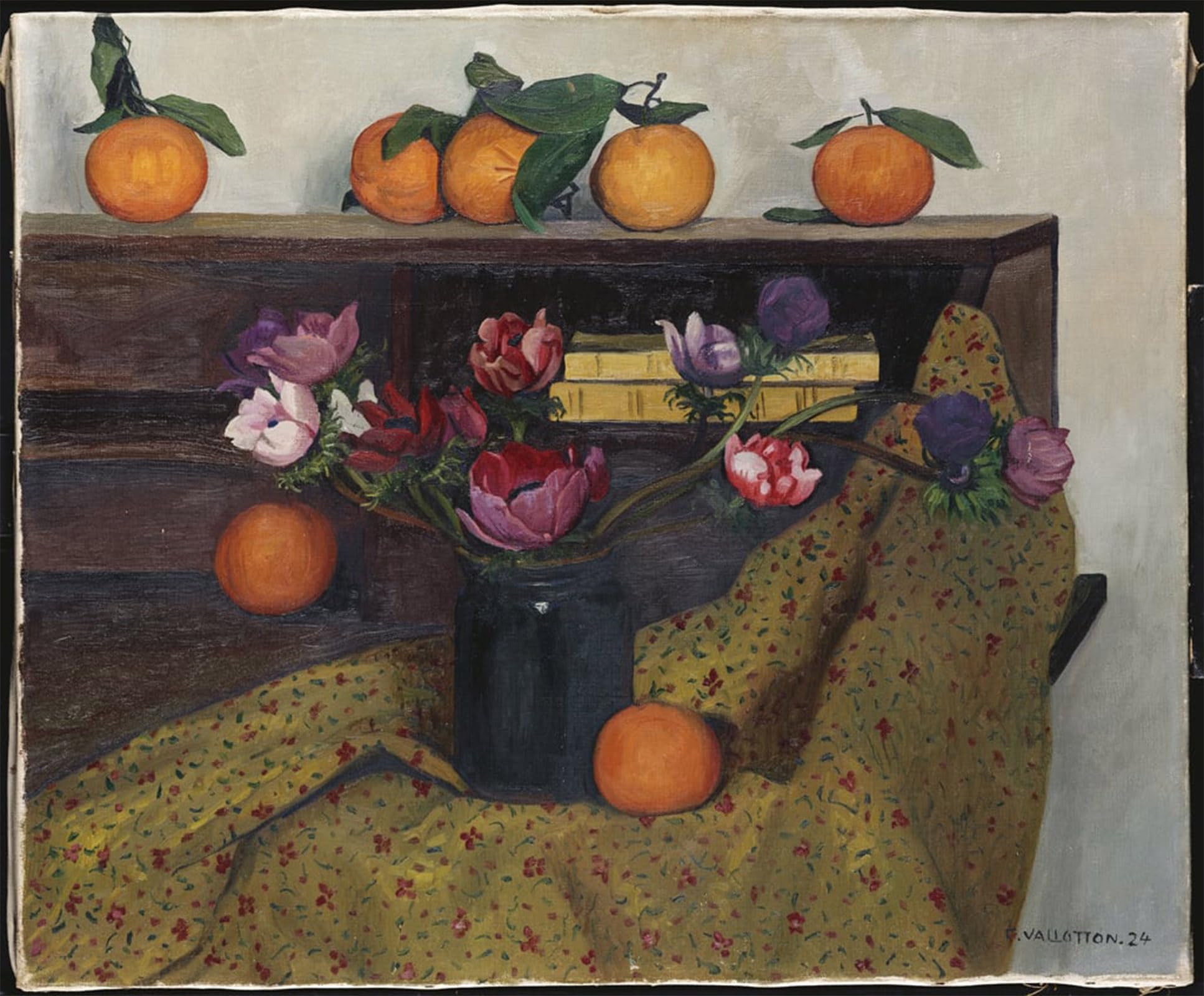 ARTXLXXBN Famous Prints Artwork Pictures Poster Painting Art Anemones and Oranges by Felix Edouard Vallotton Artwork Landscape Pictures for Home Decor 60x90cm