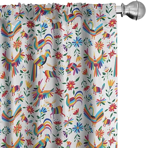 Miniatura 8 de Ambesonne Cortinas grises para ventana, pequeños lunares sobre fondo blanco, estilo retro, patrón tradicional pastel, decoración ligera, juego de 2