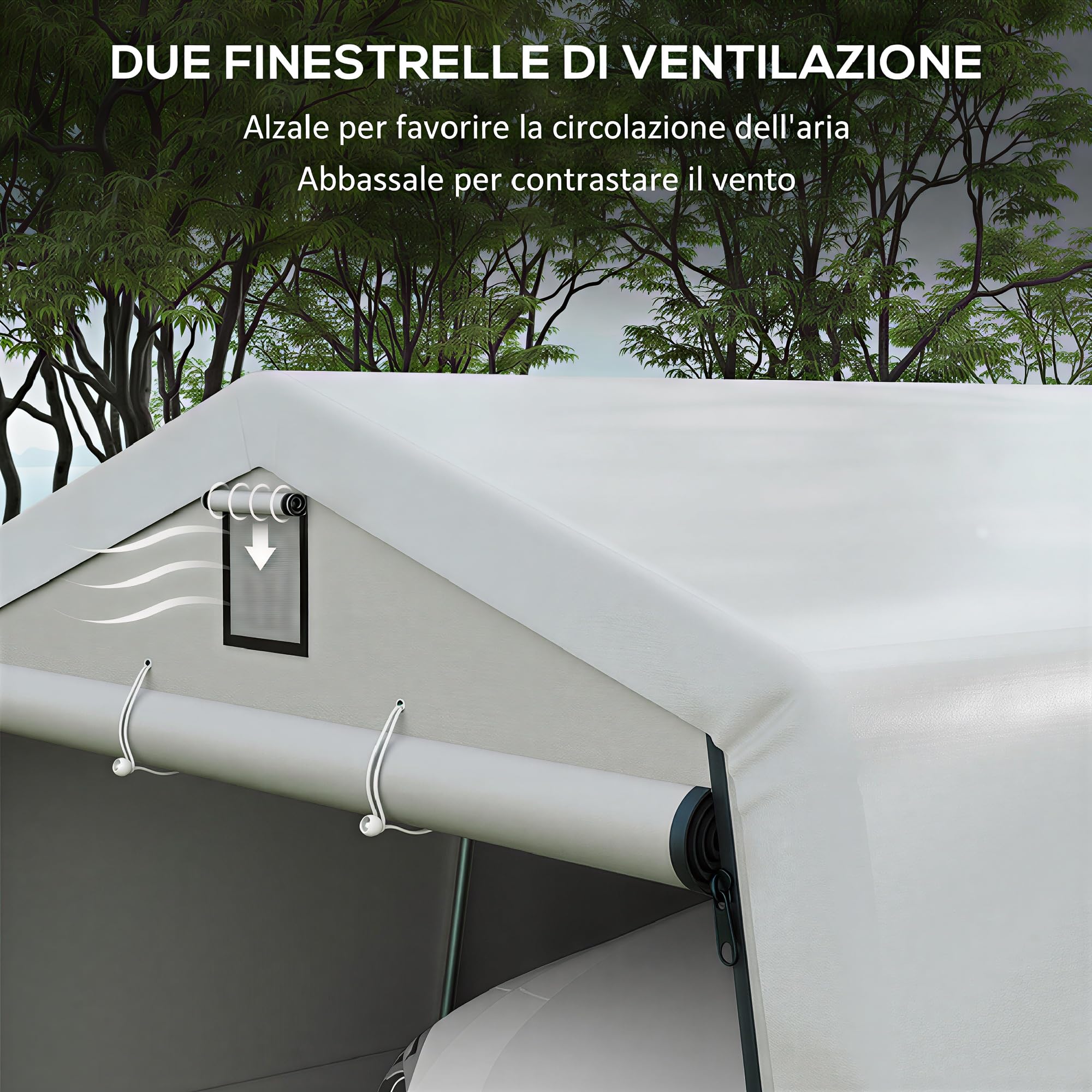 Outsunny Tendone da Giardino per Auto in Acciaio Zincato e PE 618x265/330x240 cm Grigio Chiaro