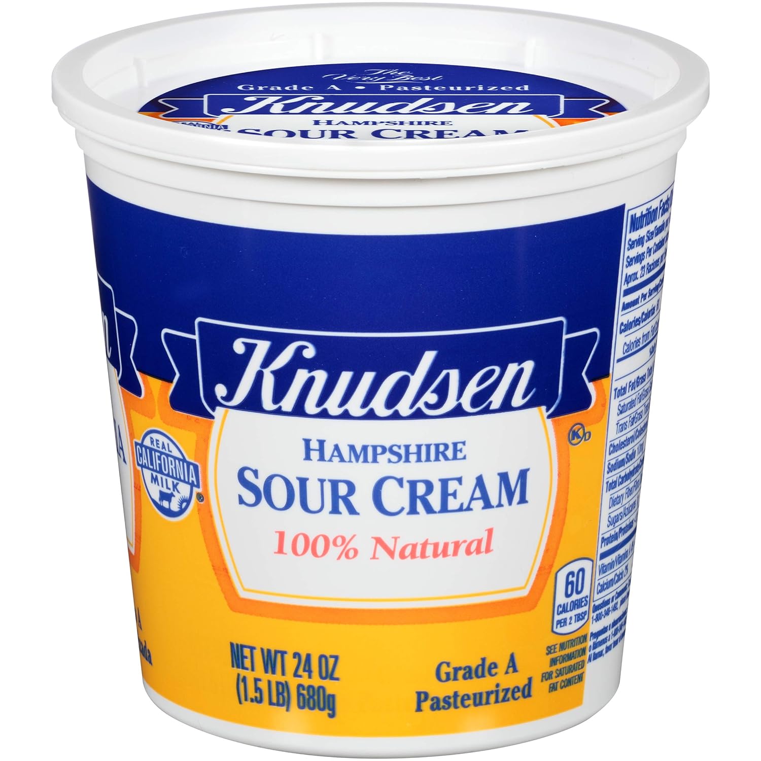 Knudsen Hampshire 100 Natural Sour Cream (24 oz Tub