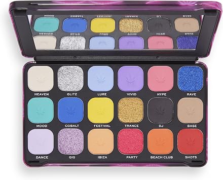Revolution Beauty London Makeup Revolution, Forever Flawless Eyeshadow Palette, Good Vibes Hype, 18 Shades, 19.8 g