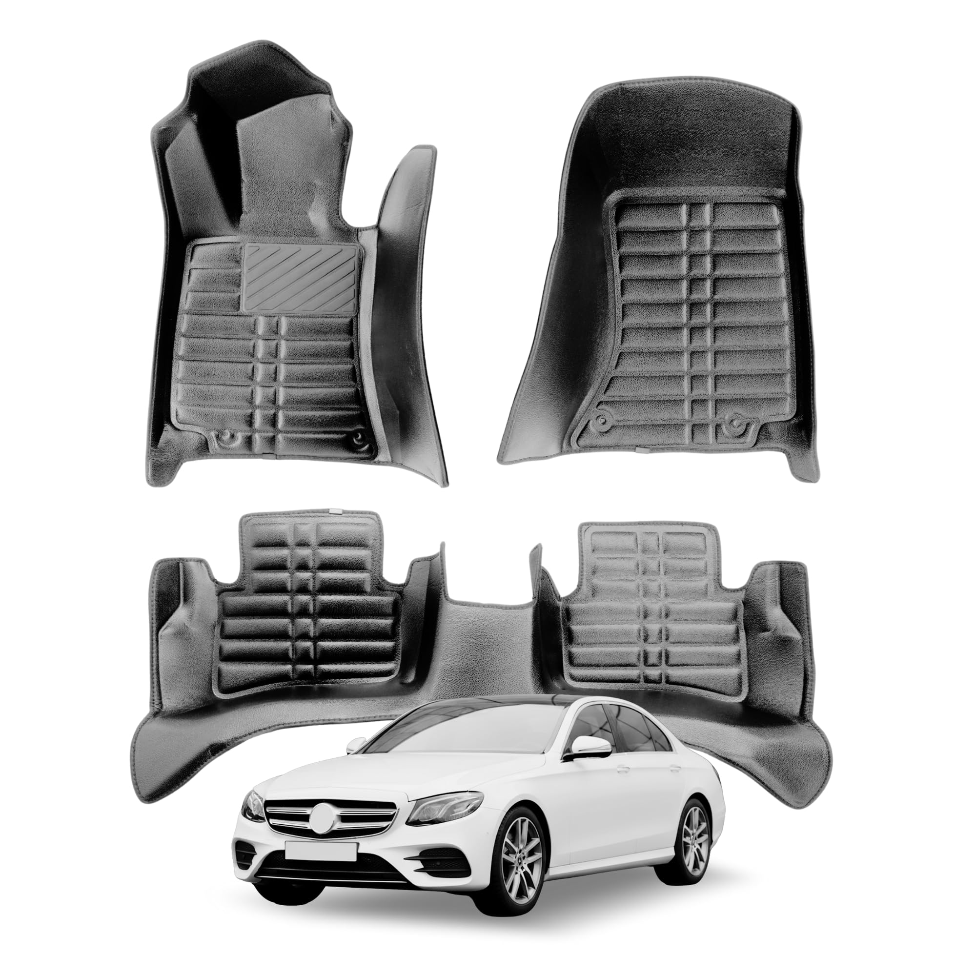 MOTOS Strike Tappetini Auto In Velours Bianco Per Mercedes-Benz E Classe C238 (2017-2023) – Set Standard Con Fissaggi Antiscivolo