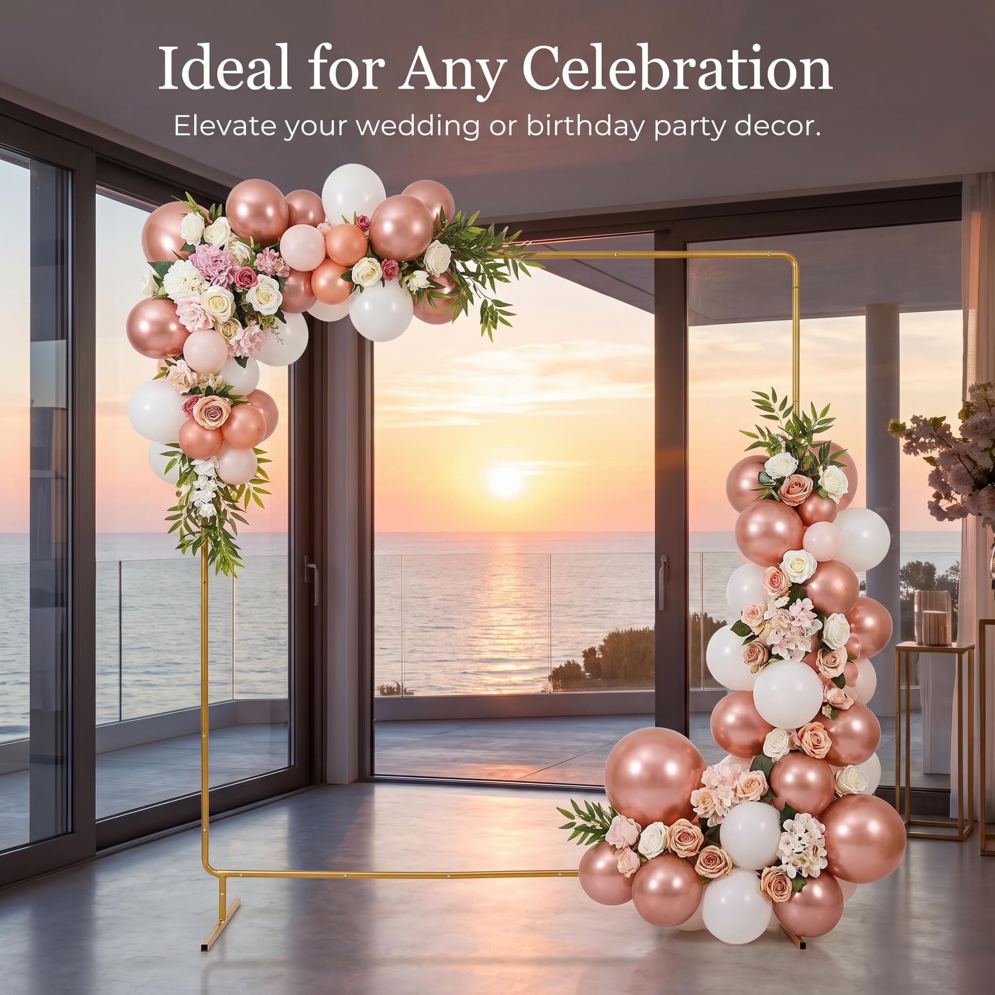 Arco per Matrimonio Sfondo Stand Rettangolare in Metallo per Cerimonia, Festa di Compleanno, Sposa, Baby Shower, Anniversario, Arbor, Decorazione con Palloncini