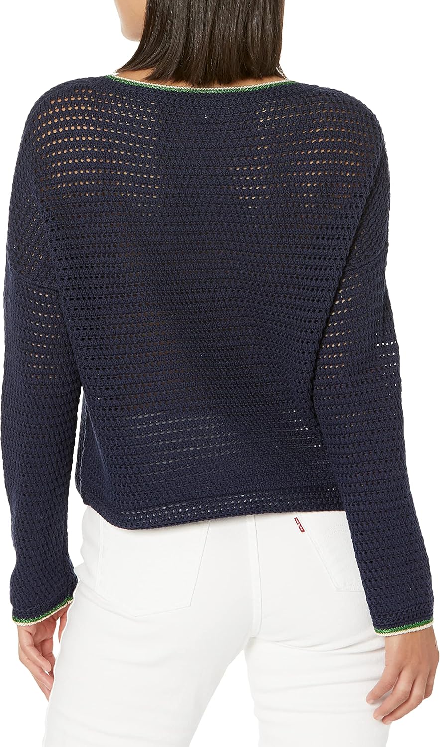 Vince Womens Crochet Contrast Tipping Crew - Image 2