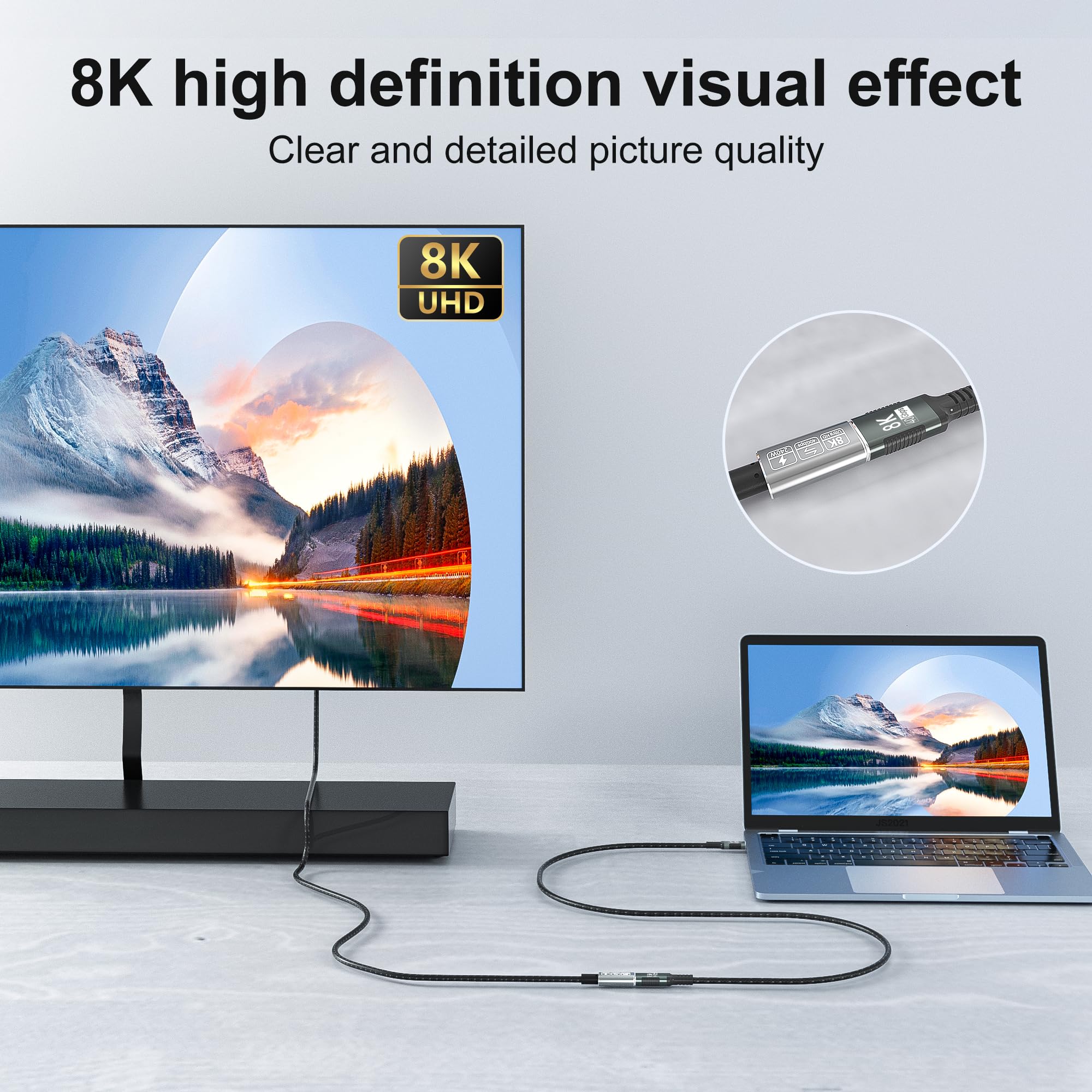 long usb c male femelle 3 M Compatible avec rallonge usb c Thunderbolt 5 usbc extender 240W Charge Rapide 40Gbps Transfert de Données et 8K/4K Vidéo cable prolongateur pour SSD,eGPU,Laptops,Display.