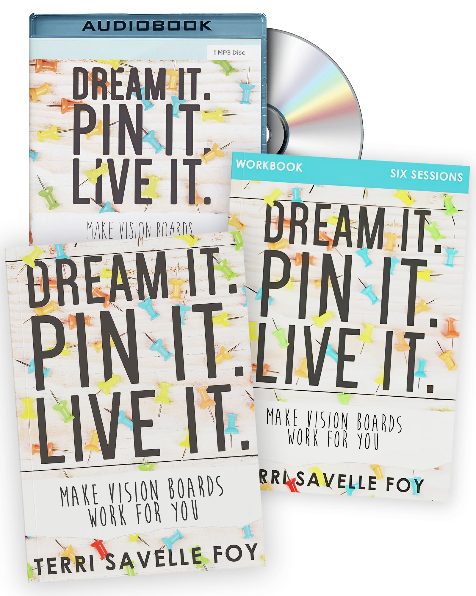 Dream It Pin It Live It Book Kit: Make Vision Boards Work For You and Turn Your Dreams Into Reality, Best Dream Interpretation Book Includes Dream It Live It Vision Board Book, Workbook & Audiobook