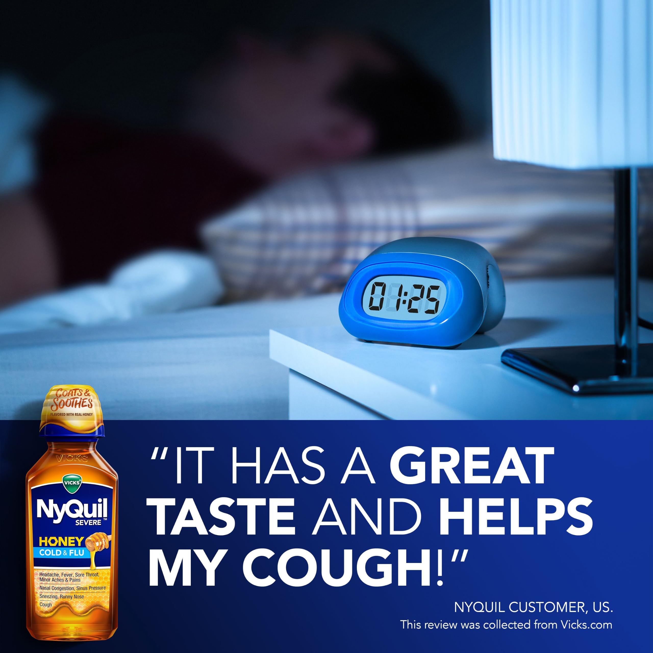 Vicks DayQuil & NyQuil Severe Honey Flavor Co-Pack, Cold & Flu Medicine, Relieves Headache, Fever, Sore Throat, Minor Aches & Pains, Nasal Congestion, Sinus Pressure, Stuffy Nose, and Cough, 2x12oz — Amazon image 5