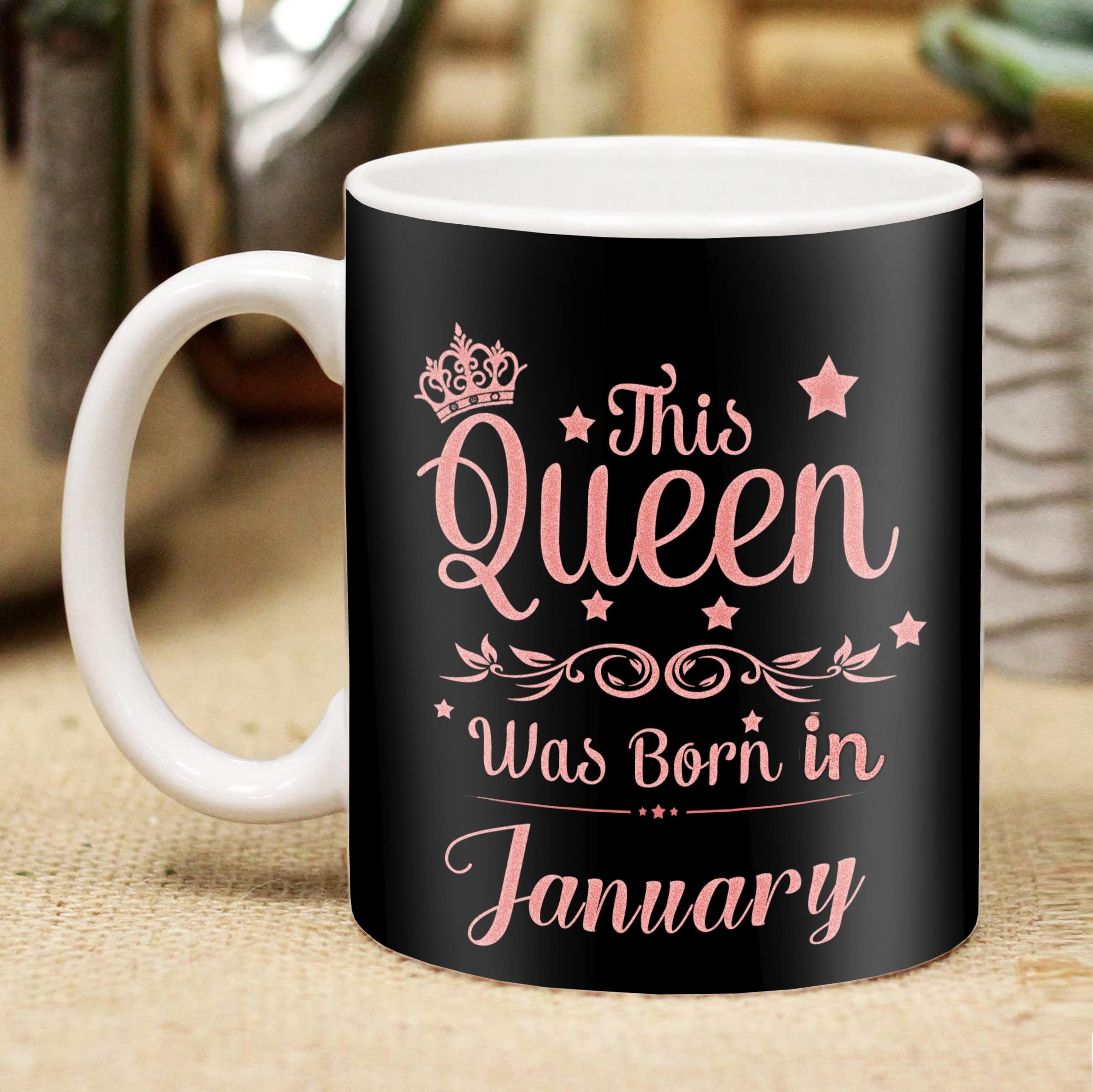 ME & YOU Happy Birthday Queen was Born On January Printed Coffee Mug Gift for Girlfriend, Friend, Sister, Wife, Girls, Daughter | Specially Gift for January Born Girls (325ML) (Ceramic)