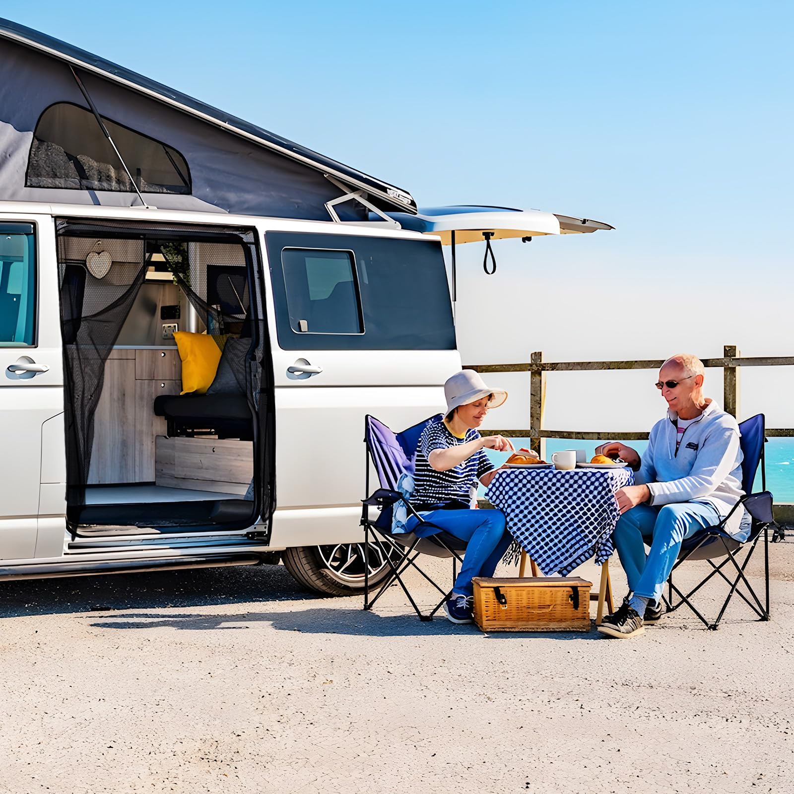 ZATOOTO Moskitonetz reißverschluss für VW T5 T6 Magnetisch Fliegengitter Insektenschutz Sonnenschutz Trennvorhang Seitentür Schattennetz Camping Reise (Side)