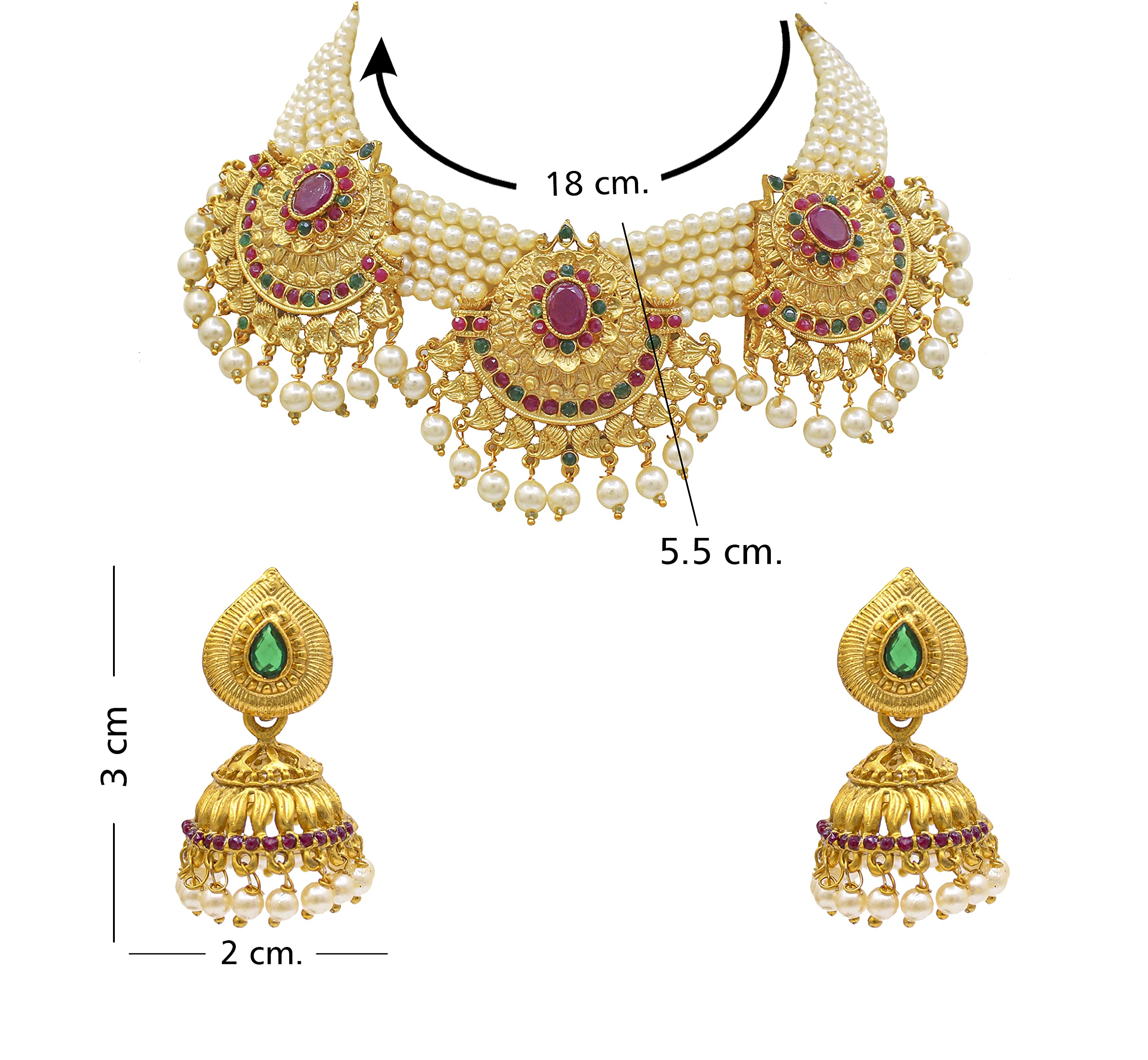 Samyuktha Najnowszy antyczny matowy złoty wykończenie wspaniały naszyjnik choker zestaw dla stylowego wyglądu dla kobiet i dziewcząt, metal, bez kamienia szlachetnego, Metal, Bez kamieni szlachetnych
